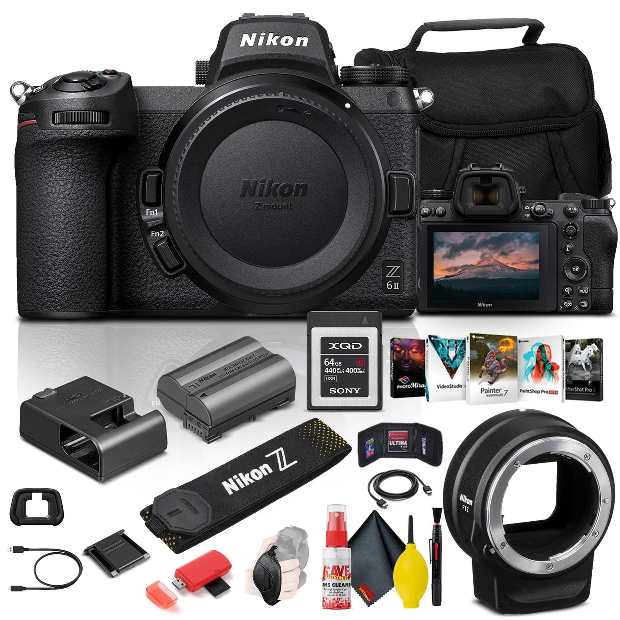 Nikon Z 6II Mirrorless Digital Camera 24.5MP Body Only 1659 + FTZ Mount Graphic Bundle Nikon