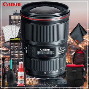 Canon EF 16-35 4.0 f/4 L IS USM Intl Model + 6 inch Vivitar Premium Lens Case + Cleaning Kit Canon