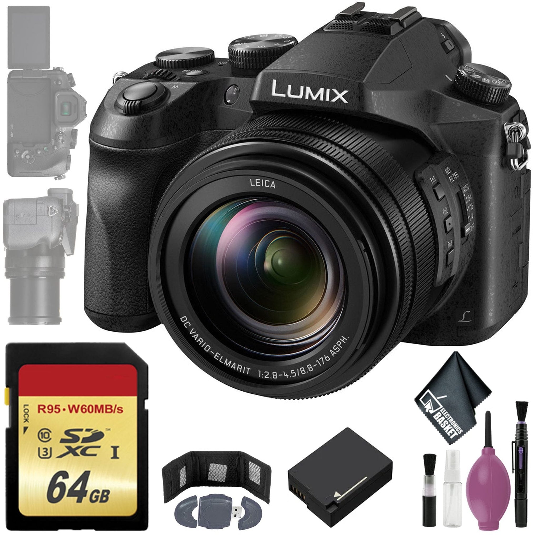 Panasonic Lumix DMC-FZ2500 Digital Camera - 64GB - Memory Card Wallet - Reader - Battery Panasonic
