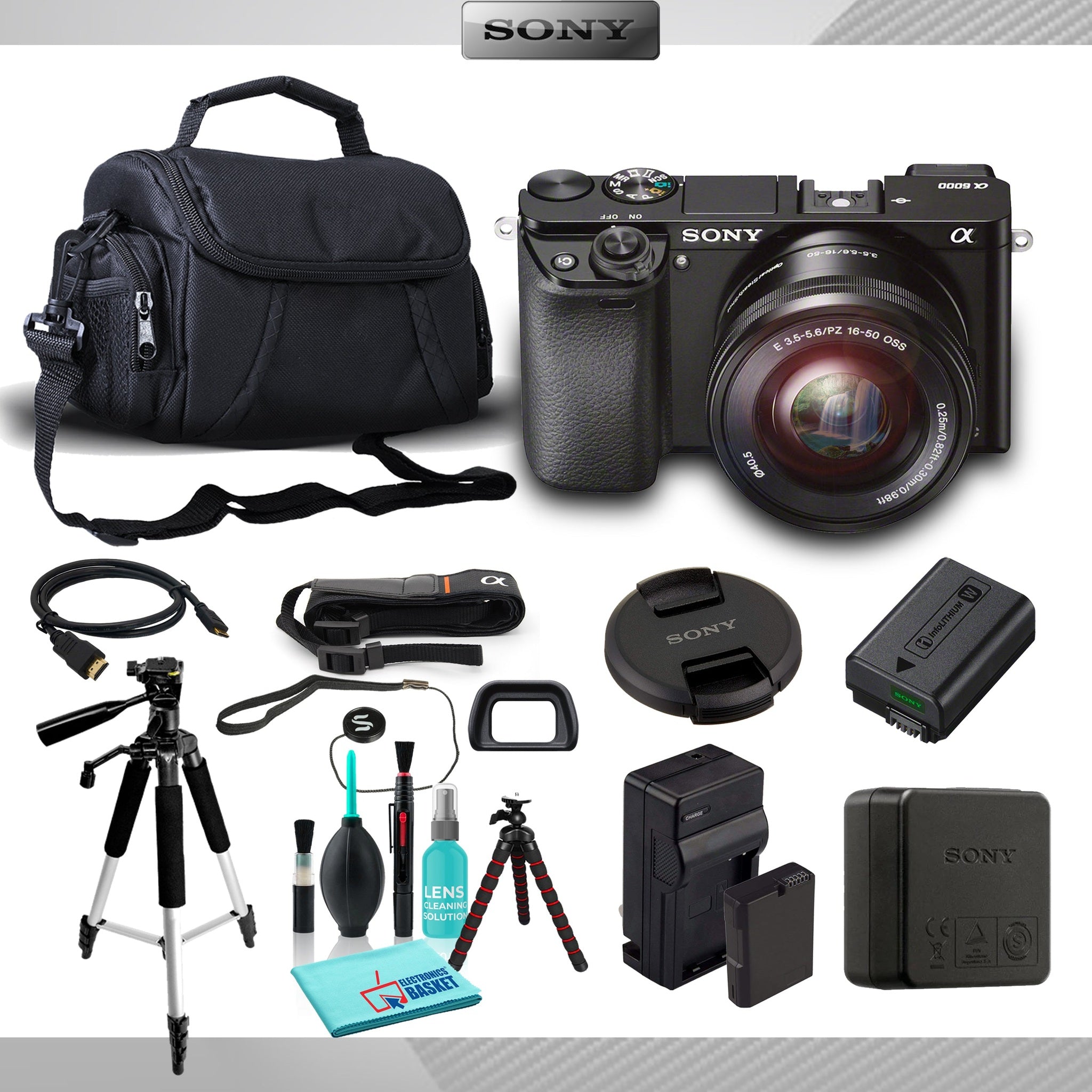 Sony Alpha a6000 Mirrorless Camera, 24.3MP APS HD CMOS Sensor, BIONZ X Image Processor + 3.0" 921k-Dot Xtra Fine Tilting LCD Sony