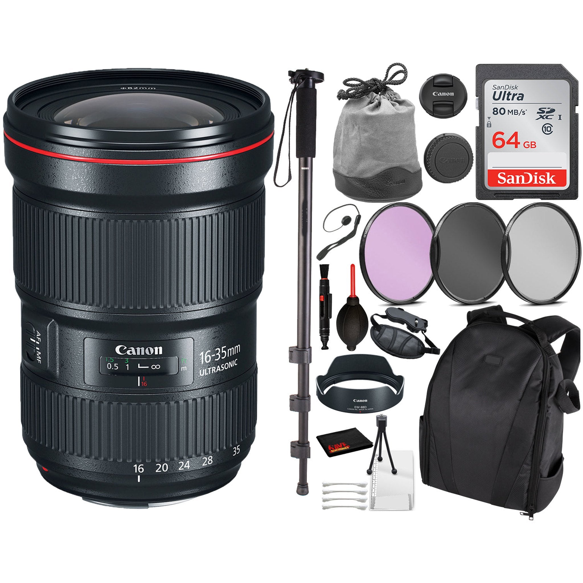 Canon EF 16-35mm f/2.8L III USM Lens 0573C002 Essential Bundle Kit for Canon EOS - International Model No Warranty Canon