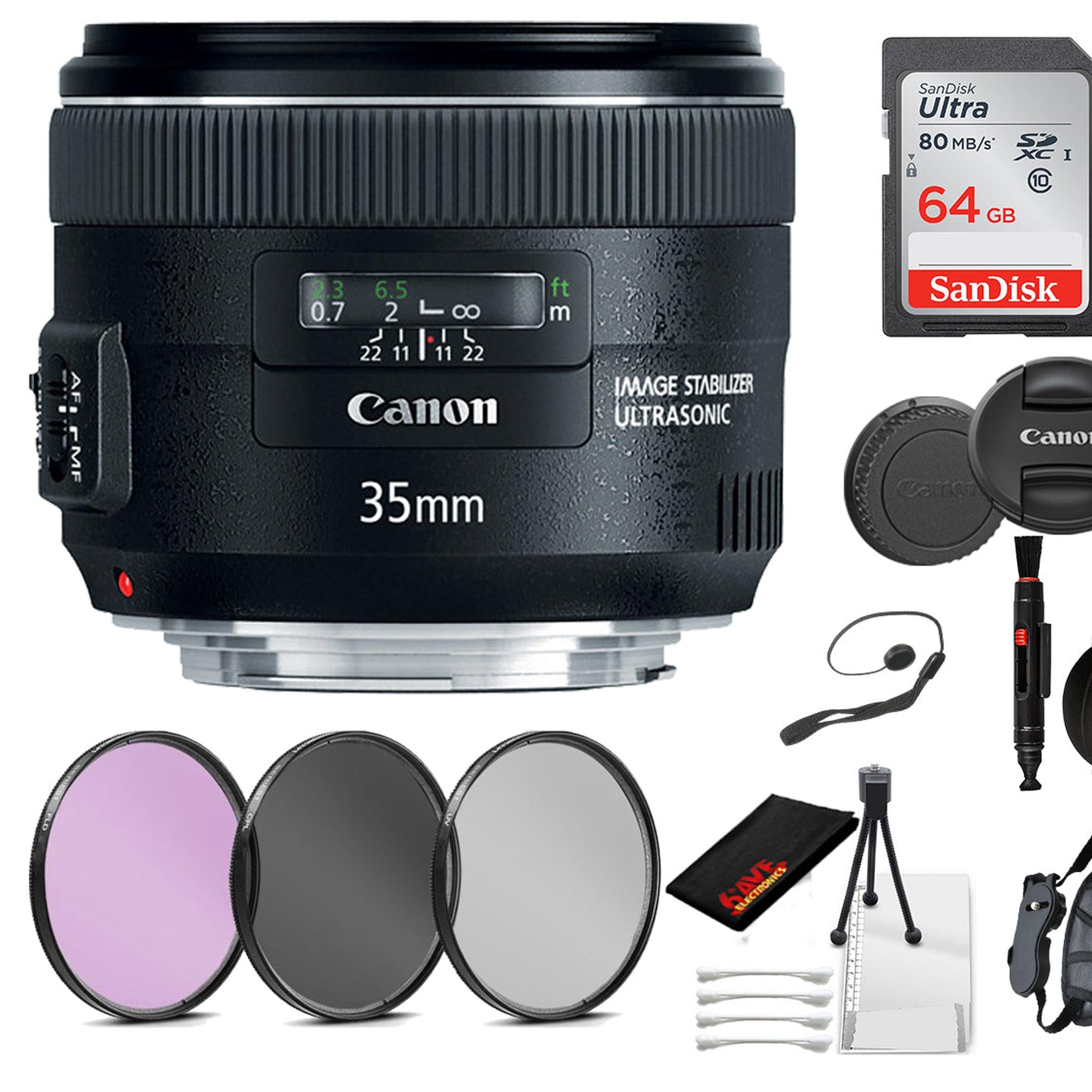 Canon EF 35mm f/2 IS USM Lens 5178B002 Essential Bundle Kit for Canon EOS - International Model No Warranty Canon