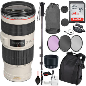 Canon EF 70-200mm f/4L IS USM Lens 1258B002 Essential Bundle Kit for Canon EOS - International Model No Warranty Canon