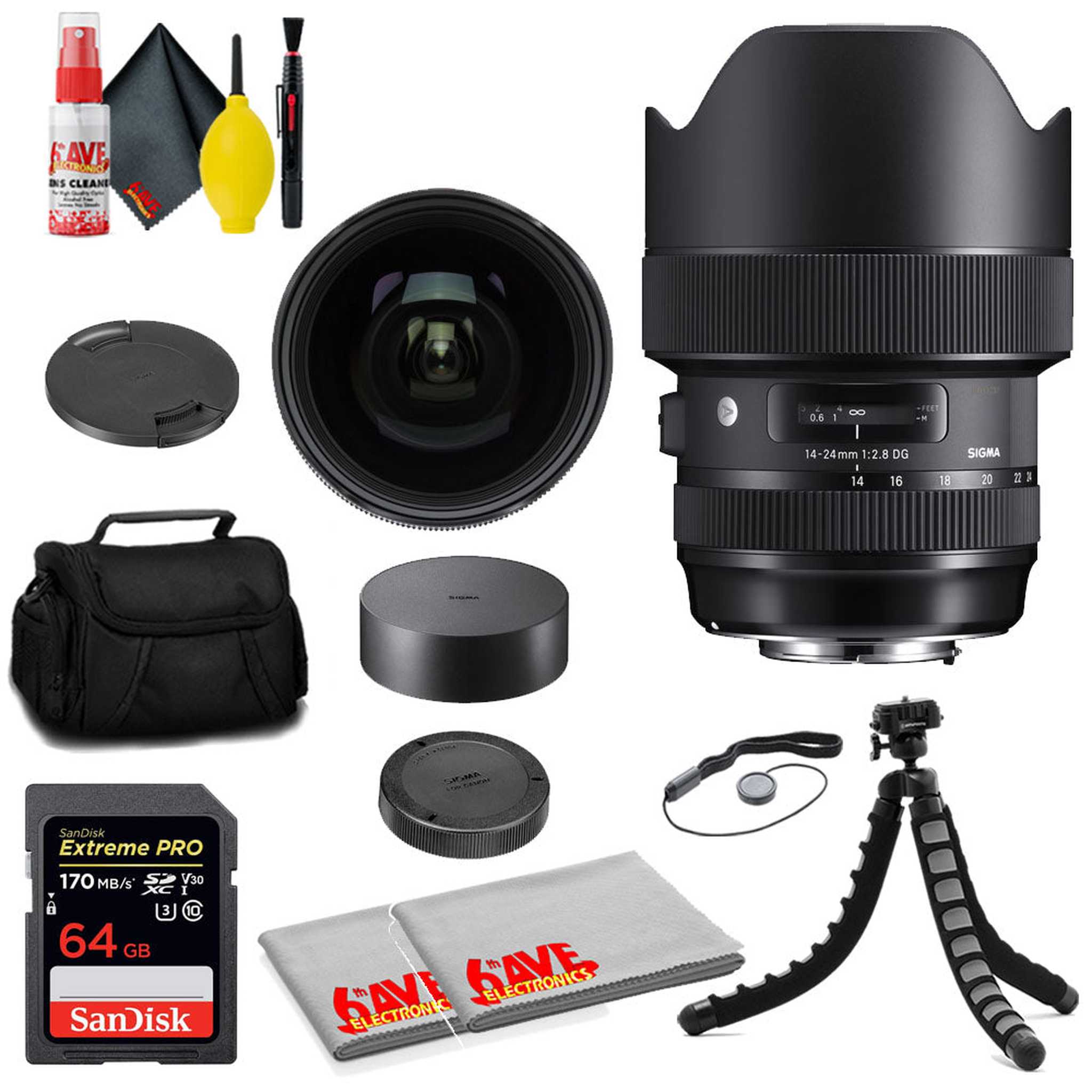 Sigma 14-24mm f/2.8 DG HSM Art Lens for Canon EF + SanDisk 64GB Card + MORE Sigma