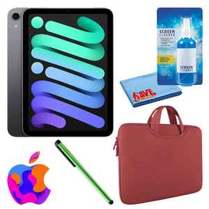 Apple iPad Mini 6 64GB, Cellular, Space Gray Bundle with Zipper Sleeve Apple