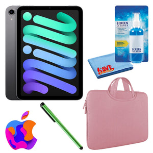 Apple iPad Mini 6 64GB, Cellular, Space Gray Bundle with Zipper Sleeve Apple