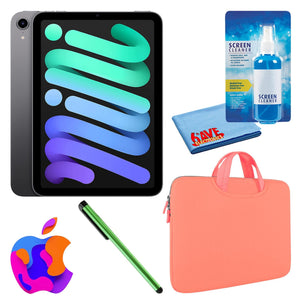 Apple iPad Mini 6 64GB, Cellular, Space Gray Bundle with Zipper Sleeve Apple