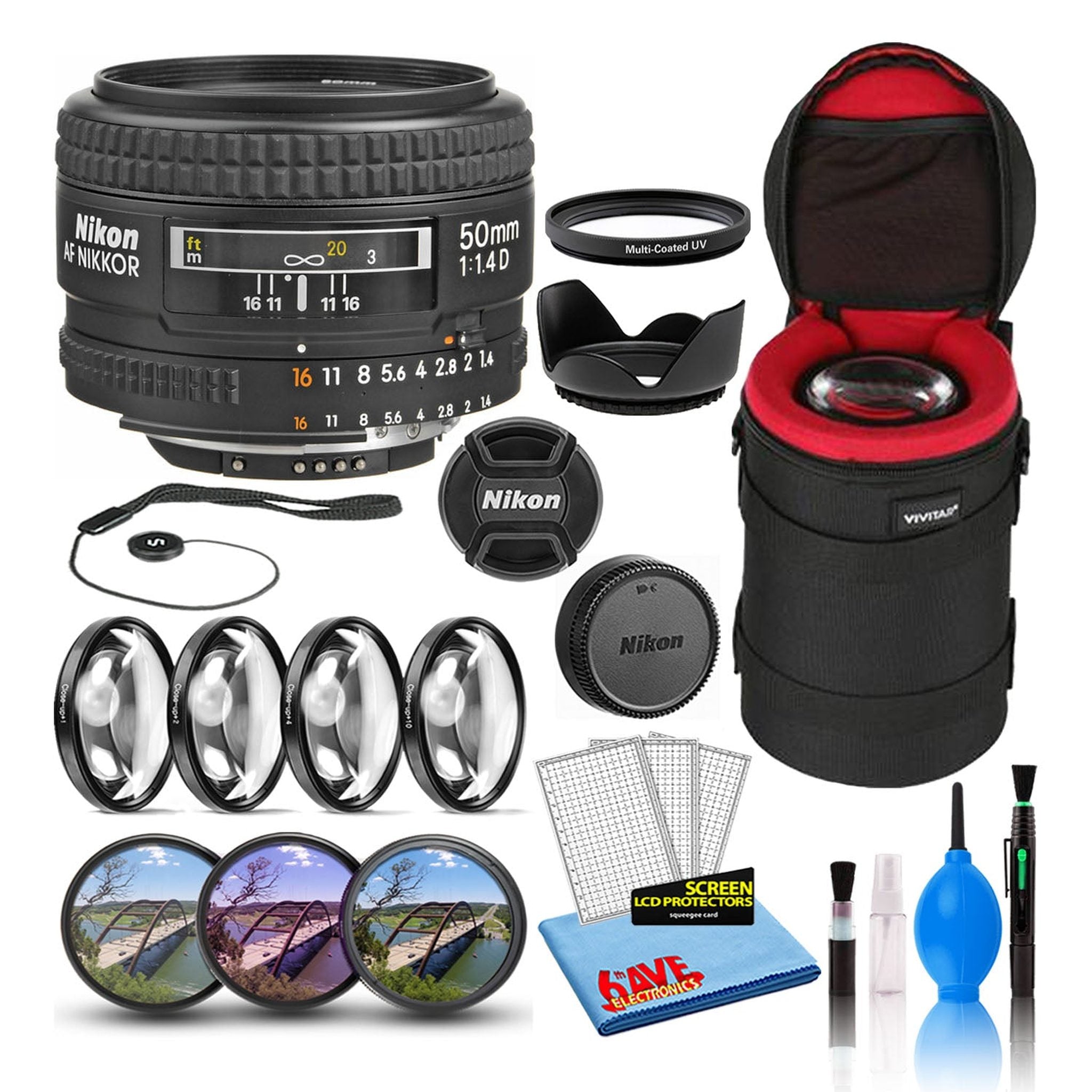 Nikon AF 50mm f/1.4D Compact Prime Lens 1902 Intl Model Bundle Nikon