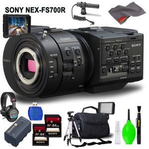 Sony NEX-FS700R Super 35 Camcorder Body Only Accessory Bundle with Memory Card Kit, Carrying Case, 7" Monitor, Condenser Mic, Stereo Headphones Bundle Sony