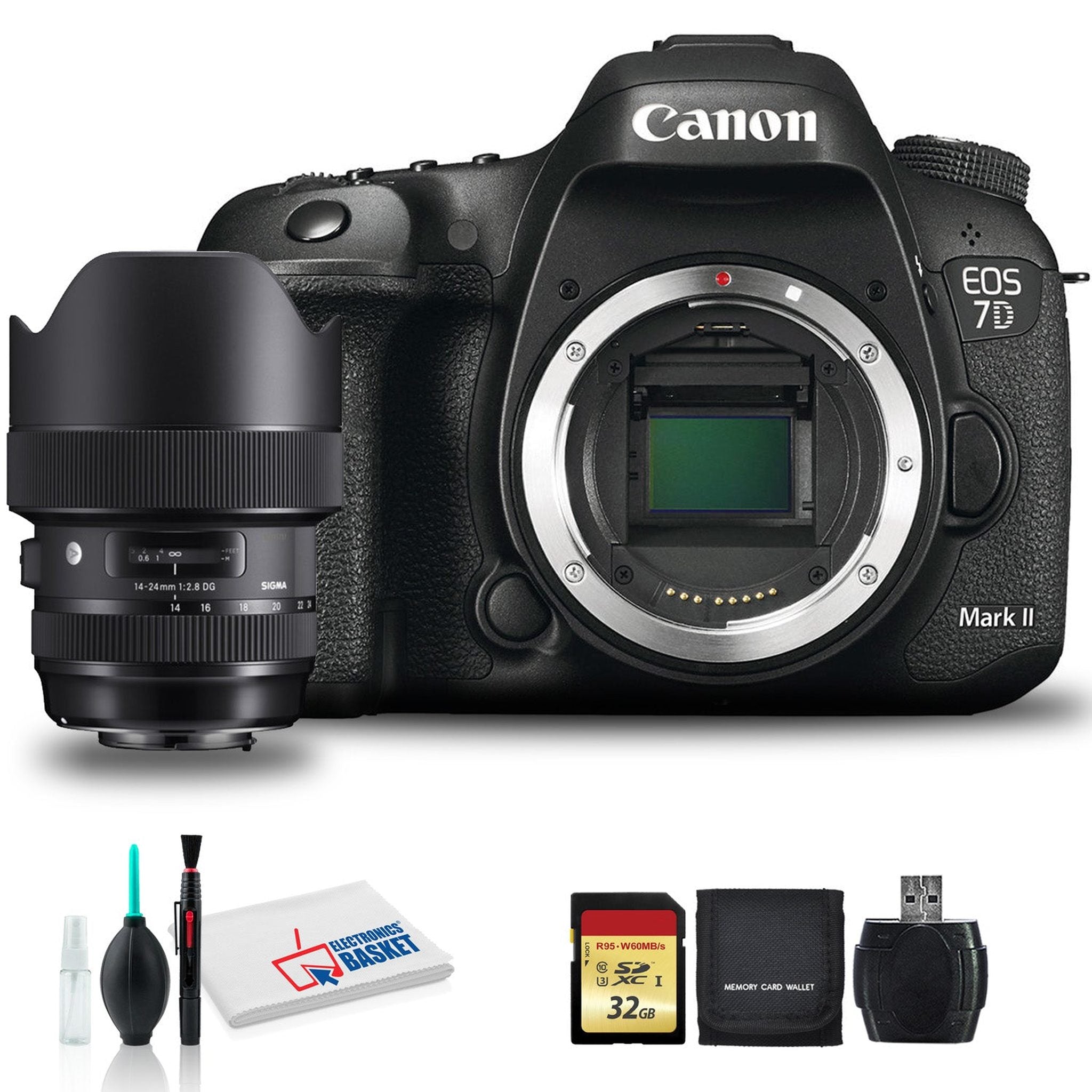 Canon EOS 7D Mark II DSLR Camera with Sigma?¨14-24mm f/2.8 DG HSM Art Lens, 32GB Memory Kit, and More Intl Model Canon