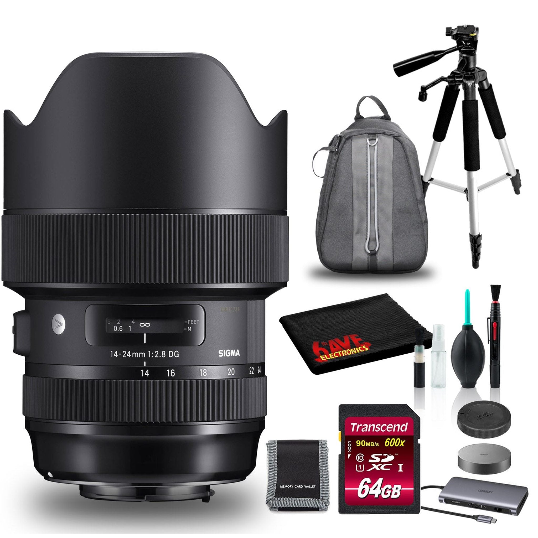 Sigma 14-24mm f/2.8 DG HSM Lens for Canon EF with Padded Bag, 64GB SD Bundle Sigma