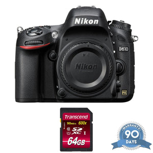 Nikon D610 DSLR Camera Body Only - with Memory Card Bundle Nikon