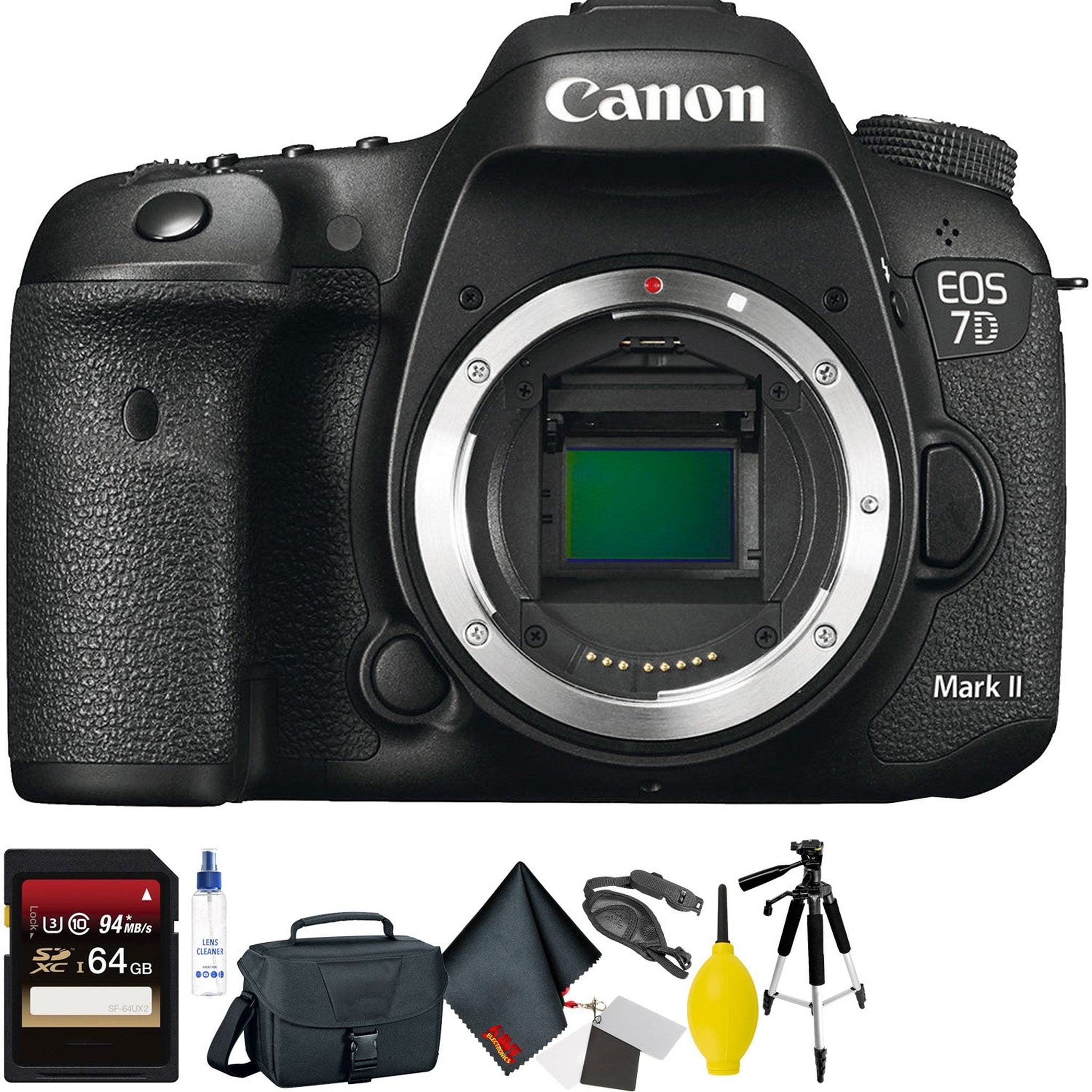 Canon EOS 7D Mark II DSLR Camera Body Only + 64GB Memory Card + Mega Accessory Kit + 2 Year Accidental Warranty Canon