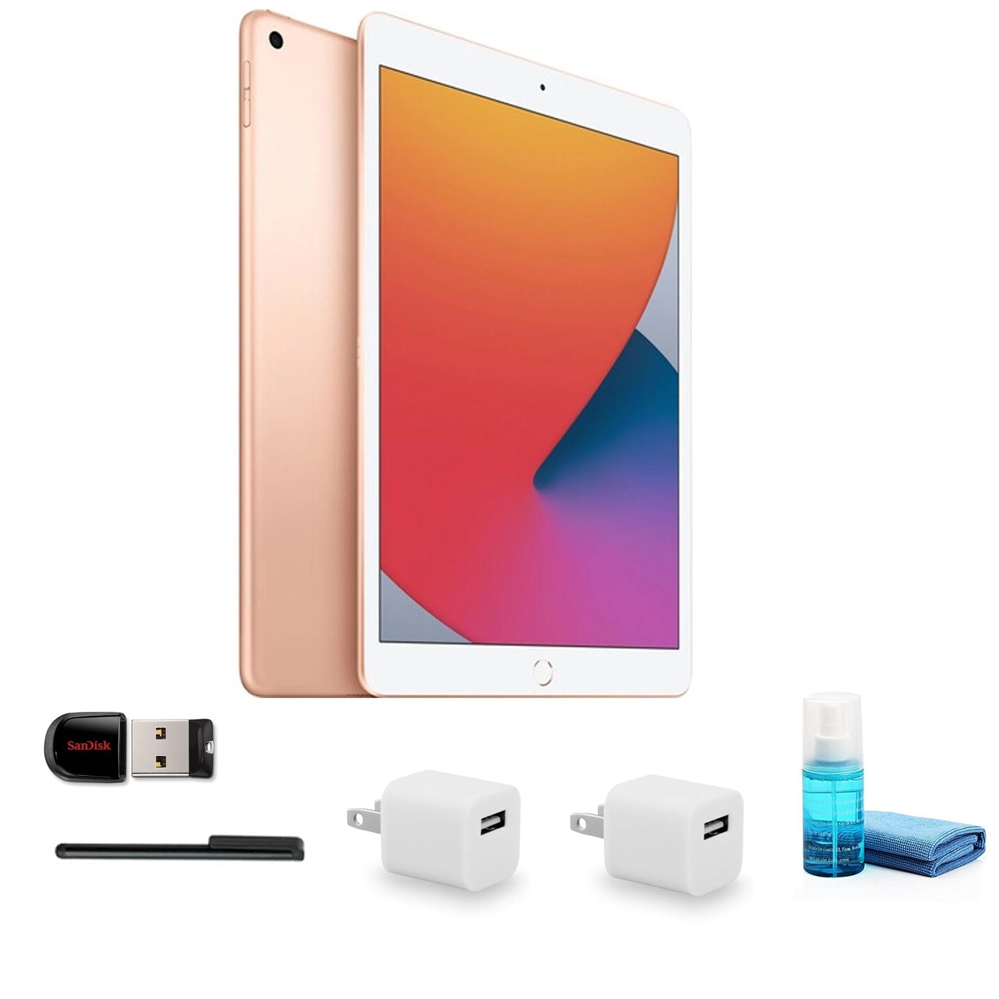 Apple 10.2 Inch iPad 8th Gen, 128GB, Wi-Fi Only, Gold with Cleaning Kit + More Apple