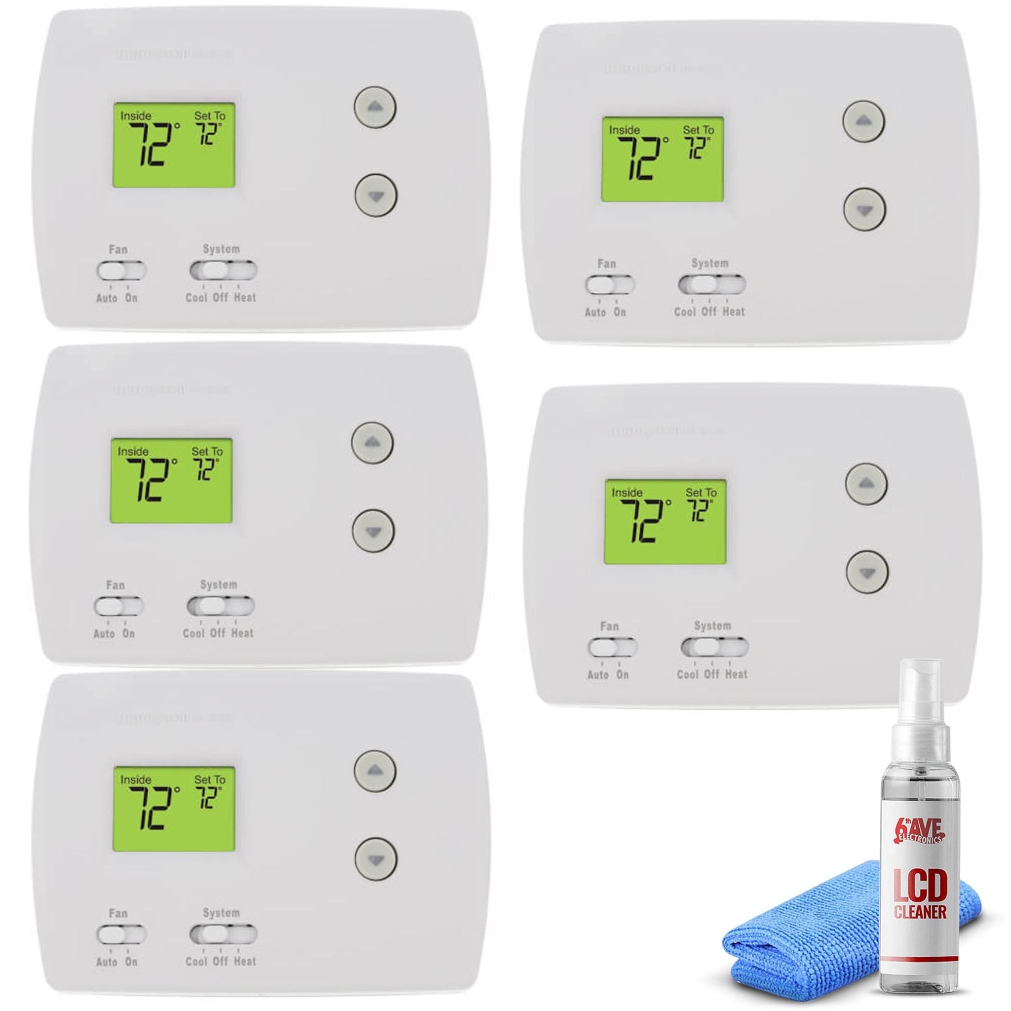 5-Pack Honeywell TH3110D1008 Pro Non-Programmable Digital Thermostat White Honeywell