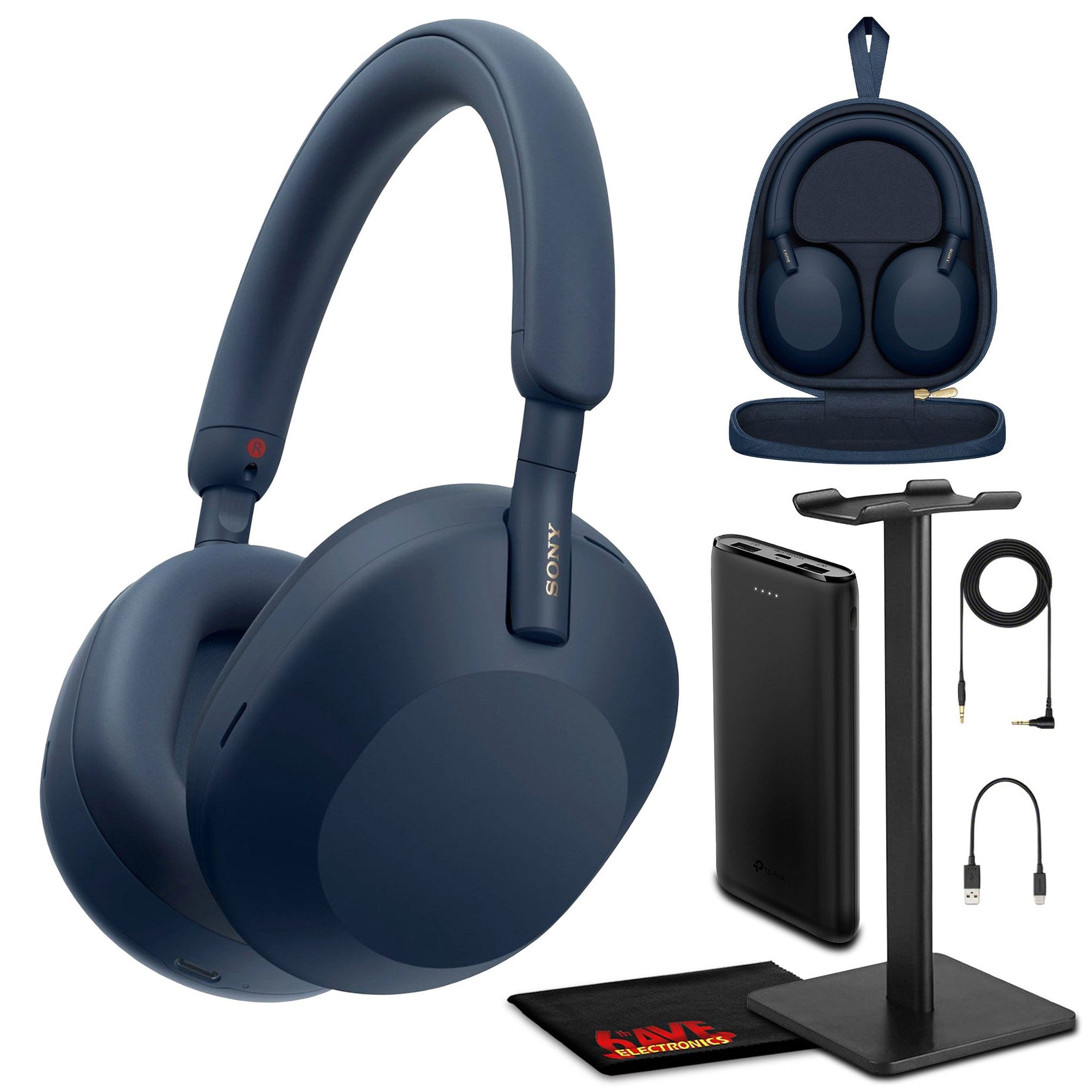Sony WH-1000XM5 Noise-Canceling Wireless Over-Ear Headphones Blue Bundle Sony
