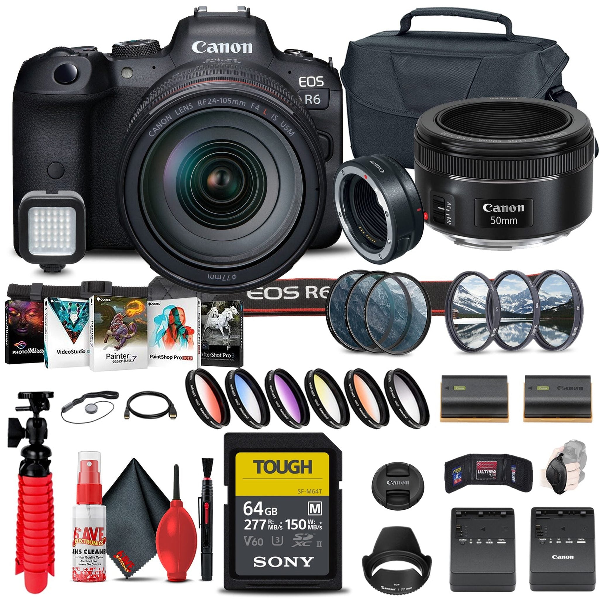 Canon EOS R6 with 24-105mm f/4L Lens On-the-go Bundle Canon