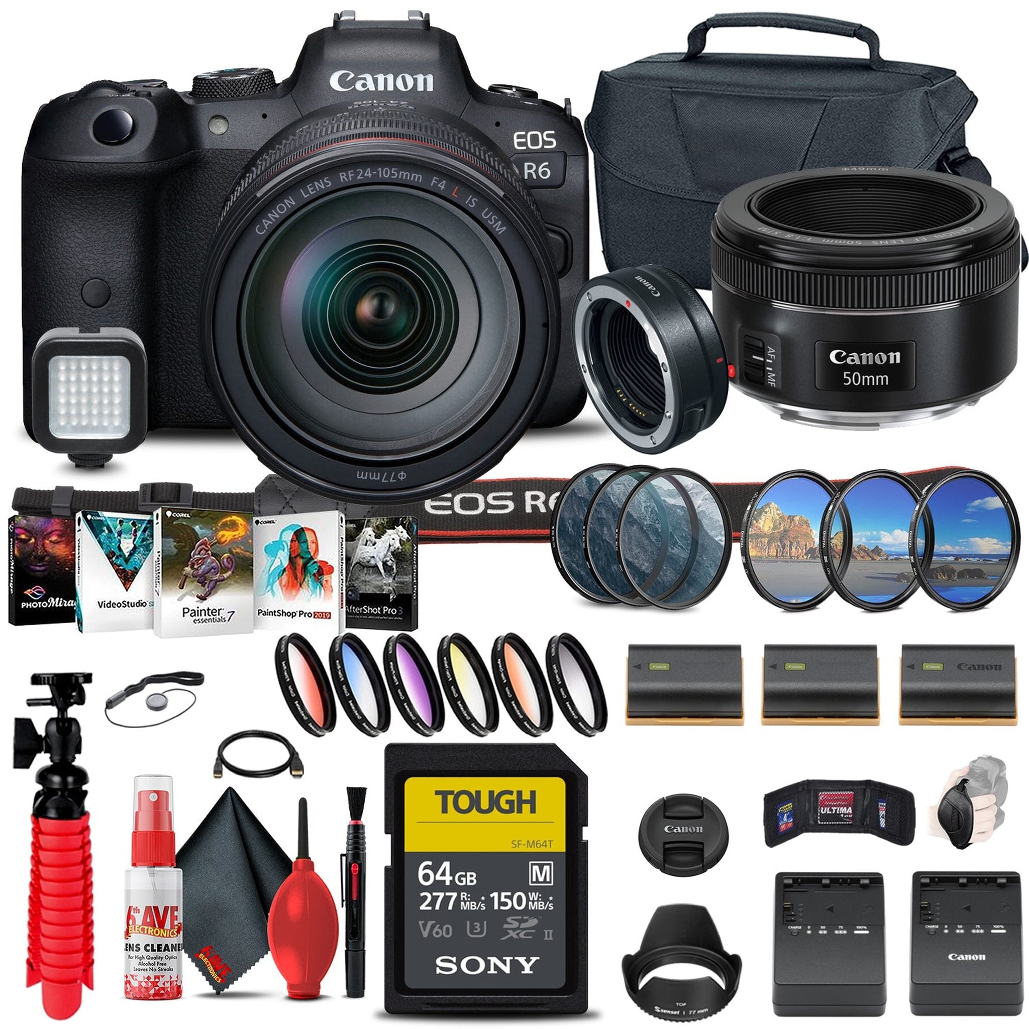 Canon EOS R6 with 24-105mm f/4L Lens Flash bundle Canon