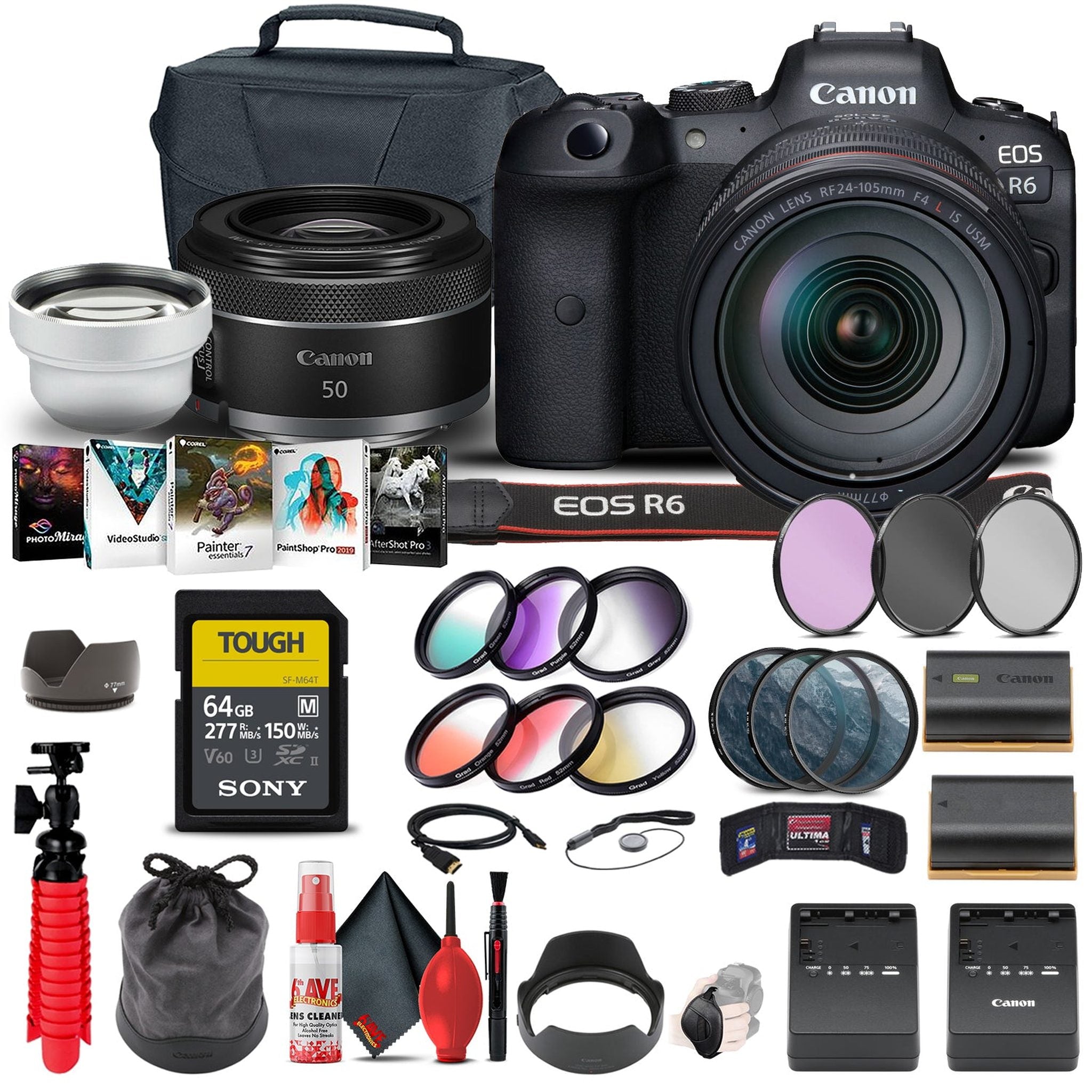 Canon EOS R6 with 24-105mm f/4L Lens Extreme Bundle Canon