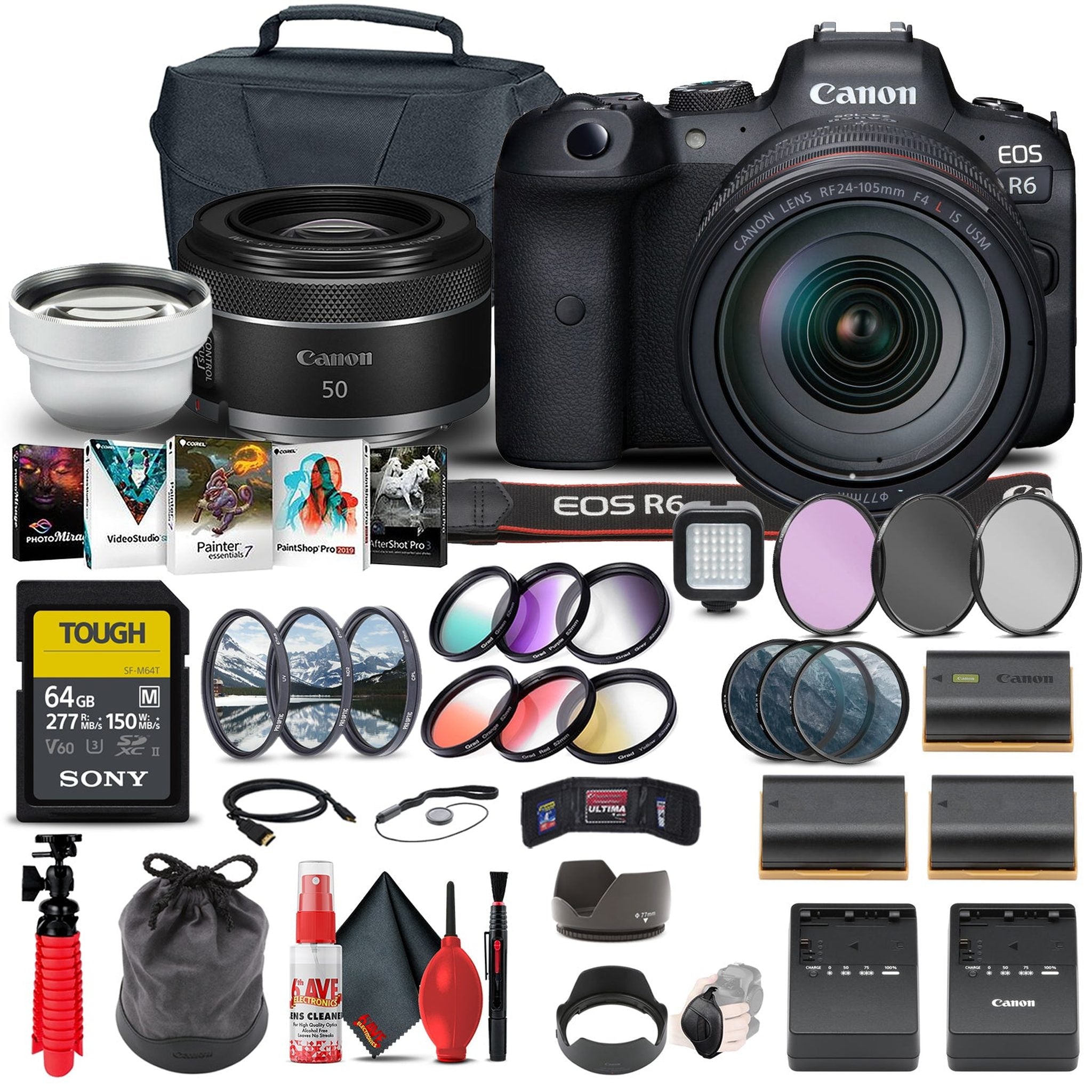 Canon EOS R6 with 24-105mm f/4L Lens Ultimate Storage Bundle Canon