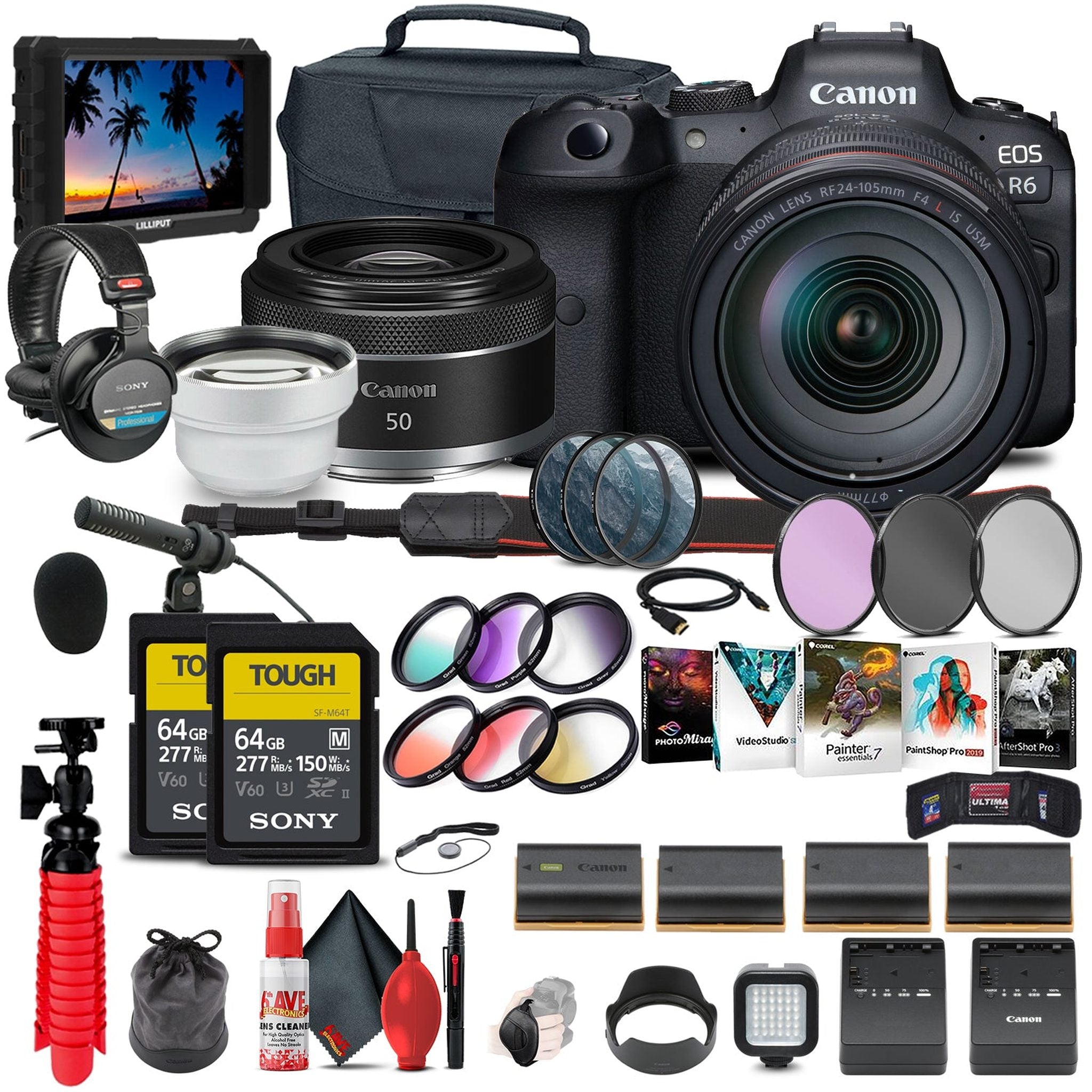 Canon EOS R6 with 24-105mm f/4L Lens All-Purpose Bundle Canon