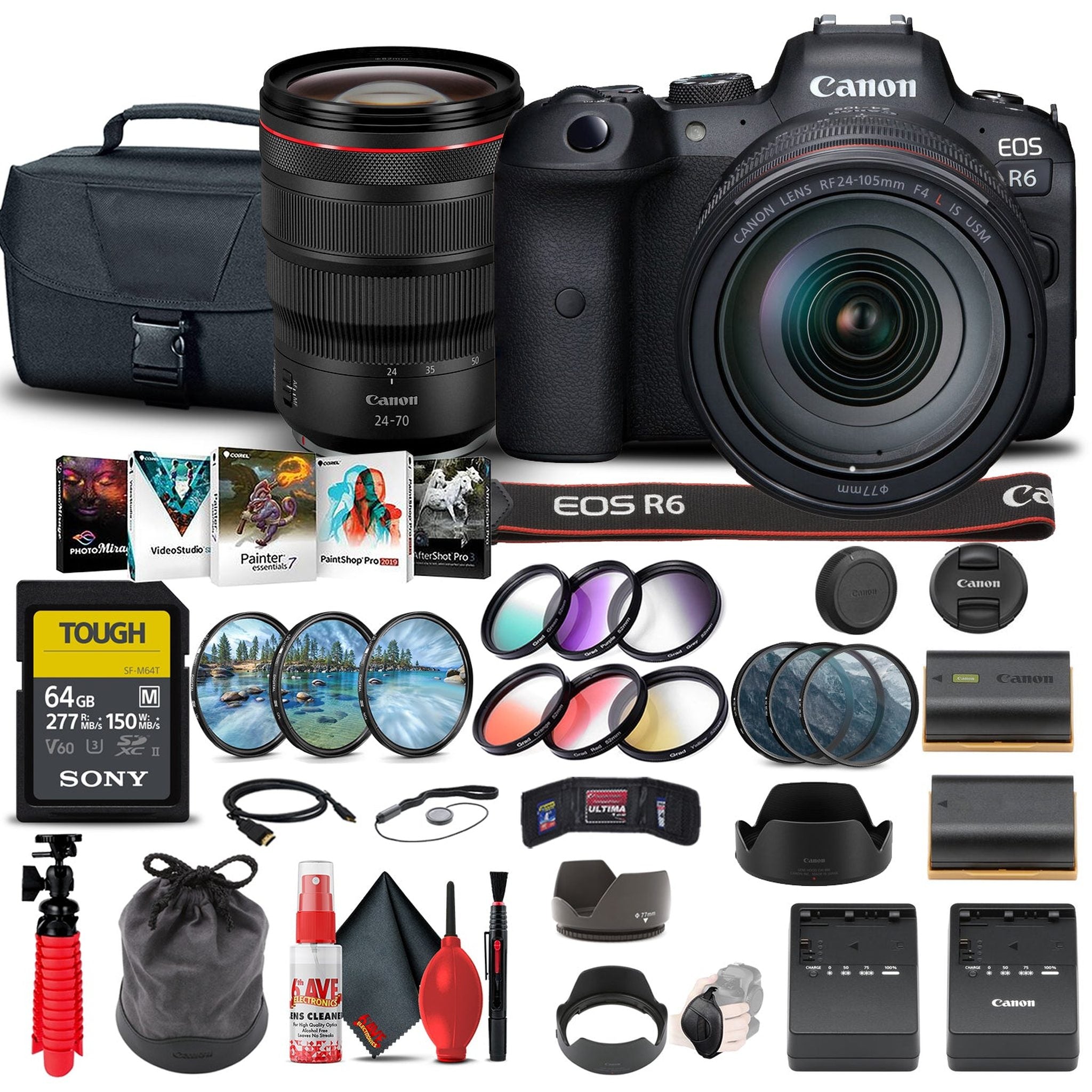 Canon EOS R6 Mirrorless Camera with 24-105mm f/4L Lens 4082C012 + More Canon