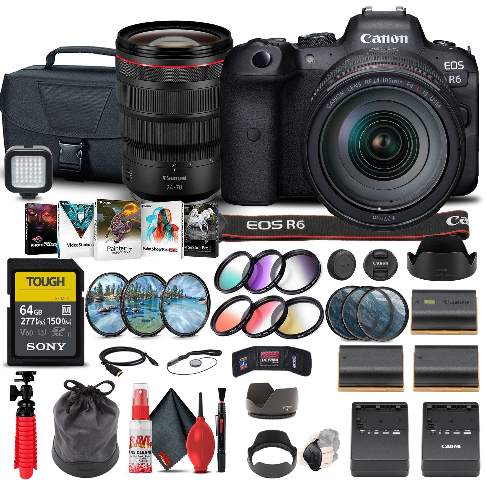 Canon EOS R6 Mirrorless Camera with 24-105mm f/4L Lens 4082C012 + More Canon
