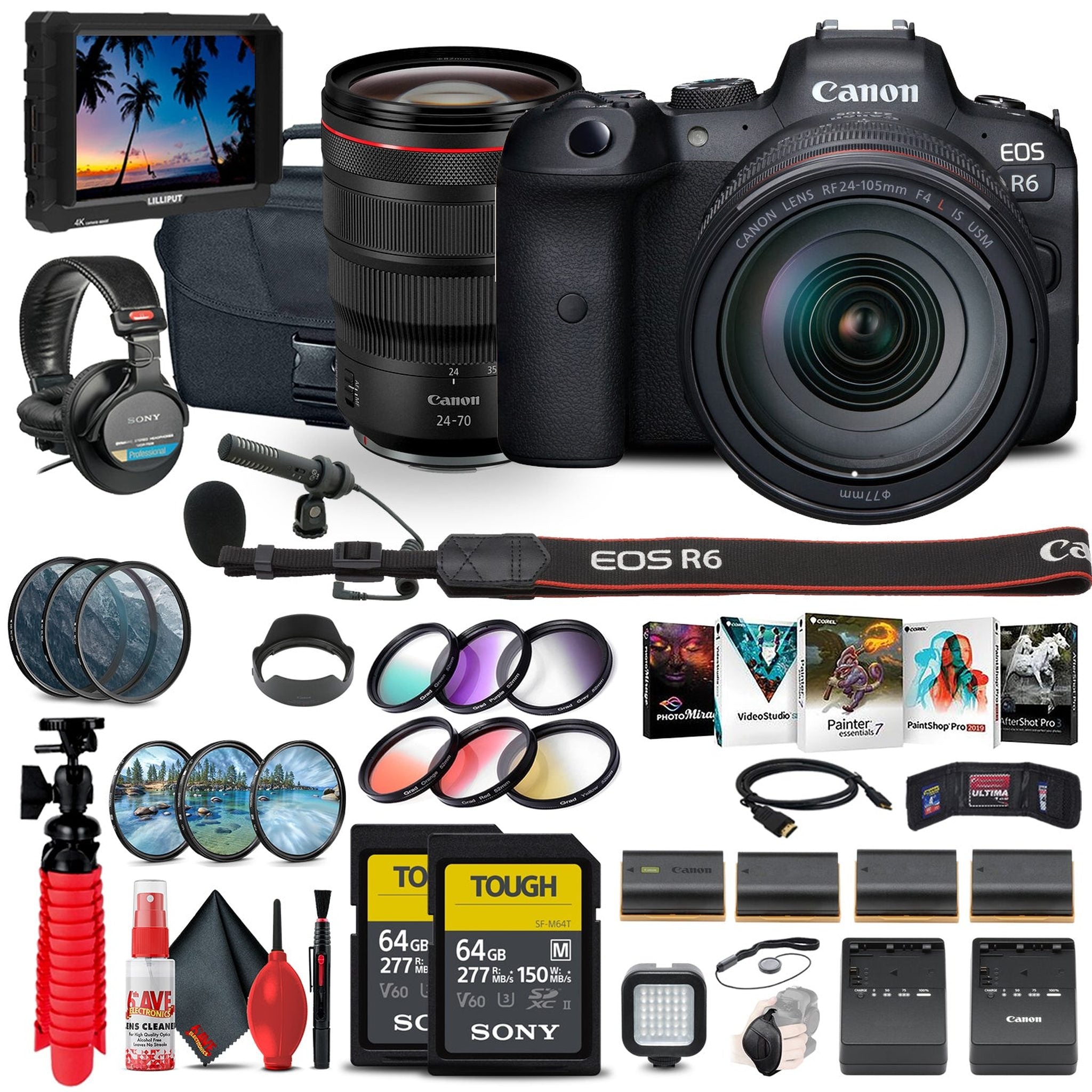 Canon EOS R6 Mirrorless Camera with 24-105mm f/4L Lens 4082C012 + More Canon