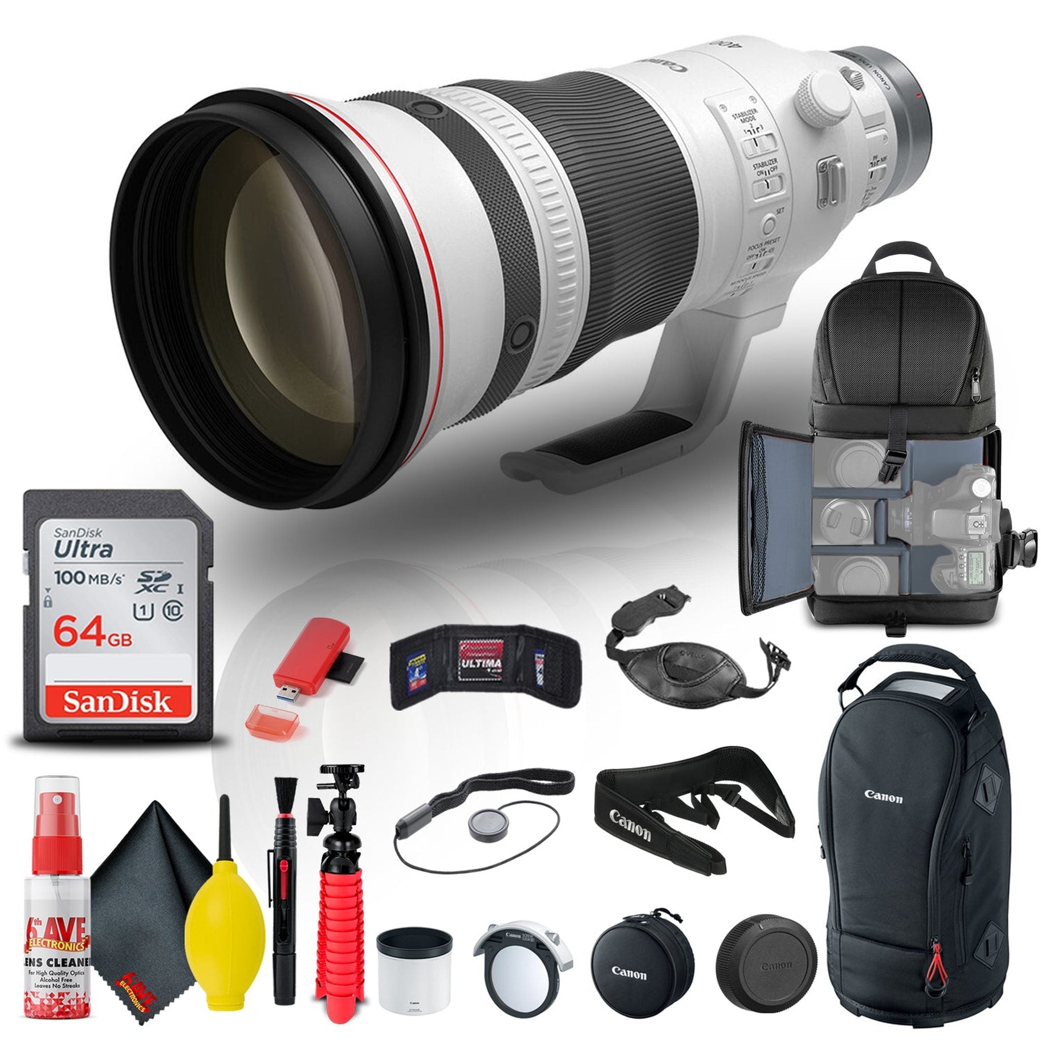 Canon RF 400mm f/2.8L IS USM Lens 5053C002 + BackPack + 64GB Card + More Canon