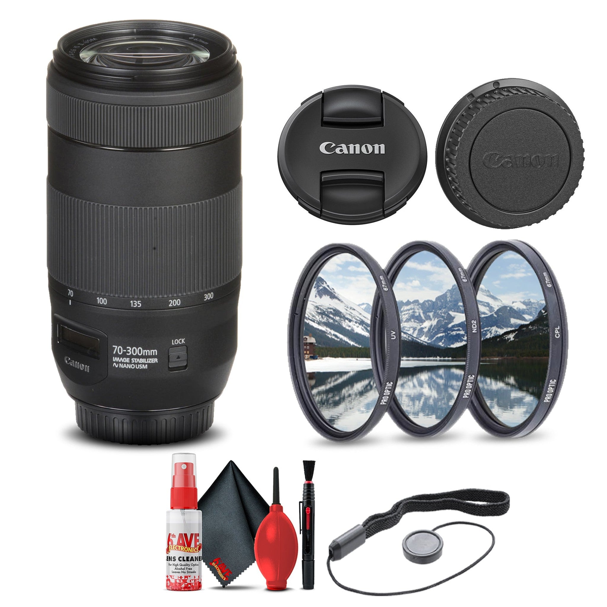 Canon EF 70-300mm f/4-5.6 IS II USM Lens 0571C002 + Filter + Cap Keep Base Bundle Canon
