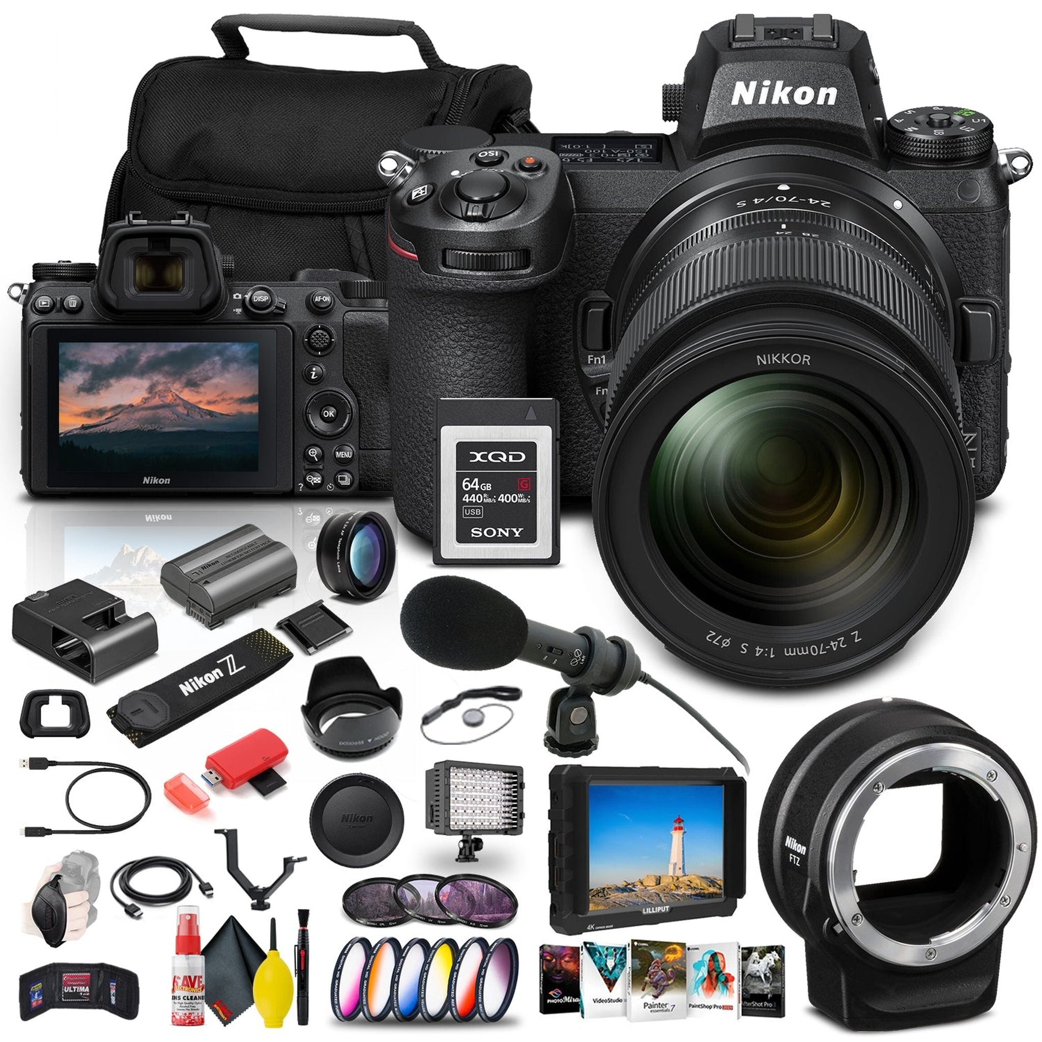 Nikon Z 6II Mirrorless Camera W/ 24-70mm Lens + FTZ Mount + 4K Monitor + More Nikon