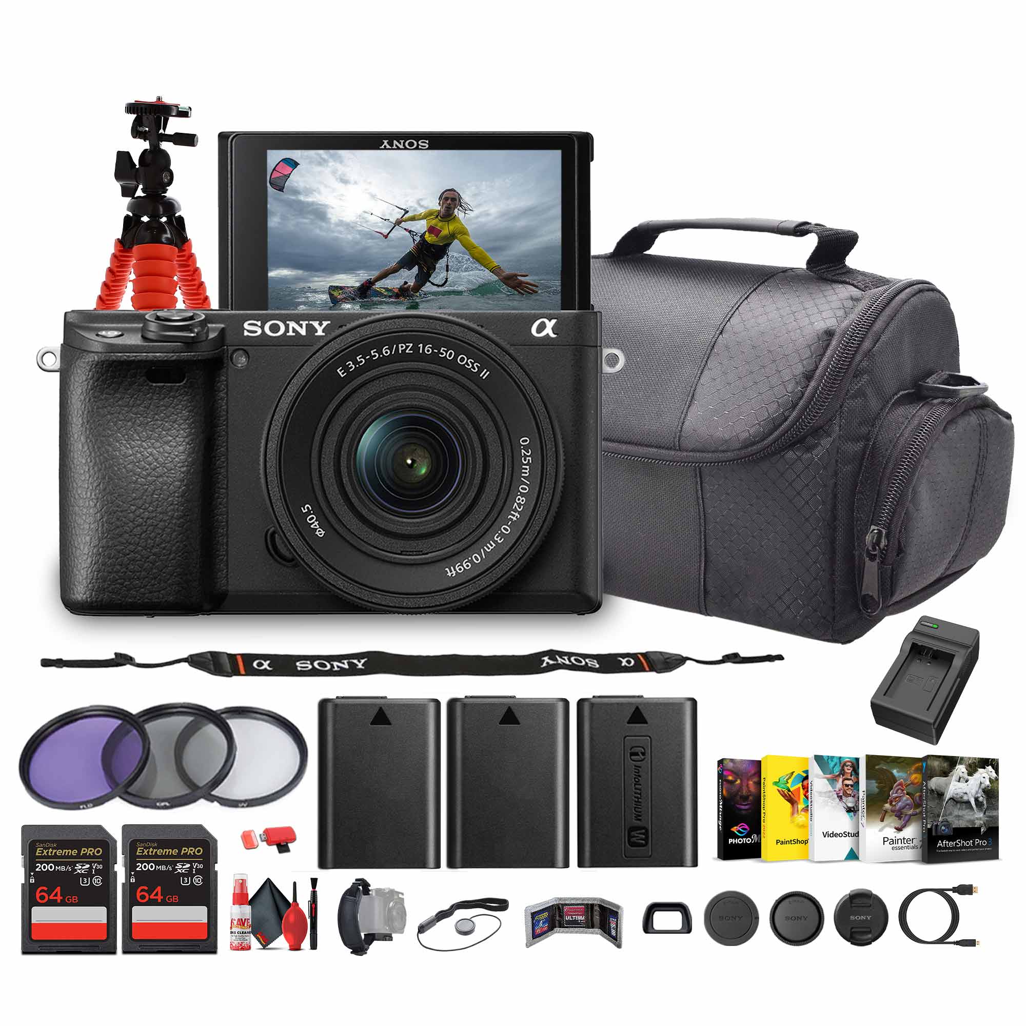 Sony a6100 Mirrorless Camera with 16-50mm f/3.5-5.6 II Lens + Photo Software - Bundle Sony