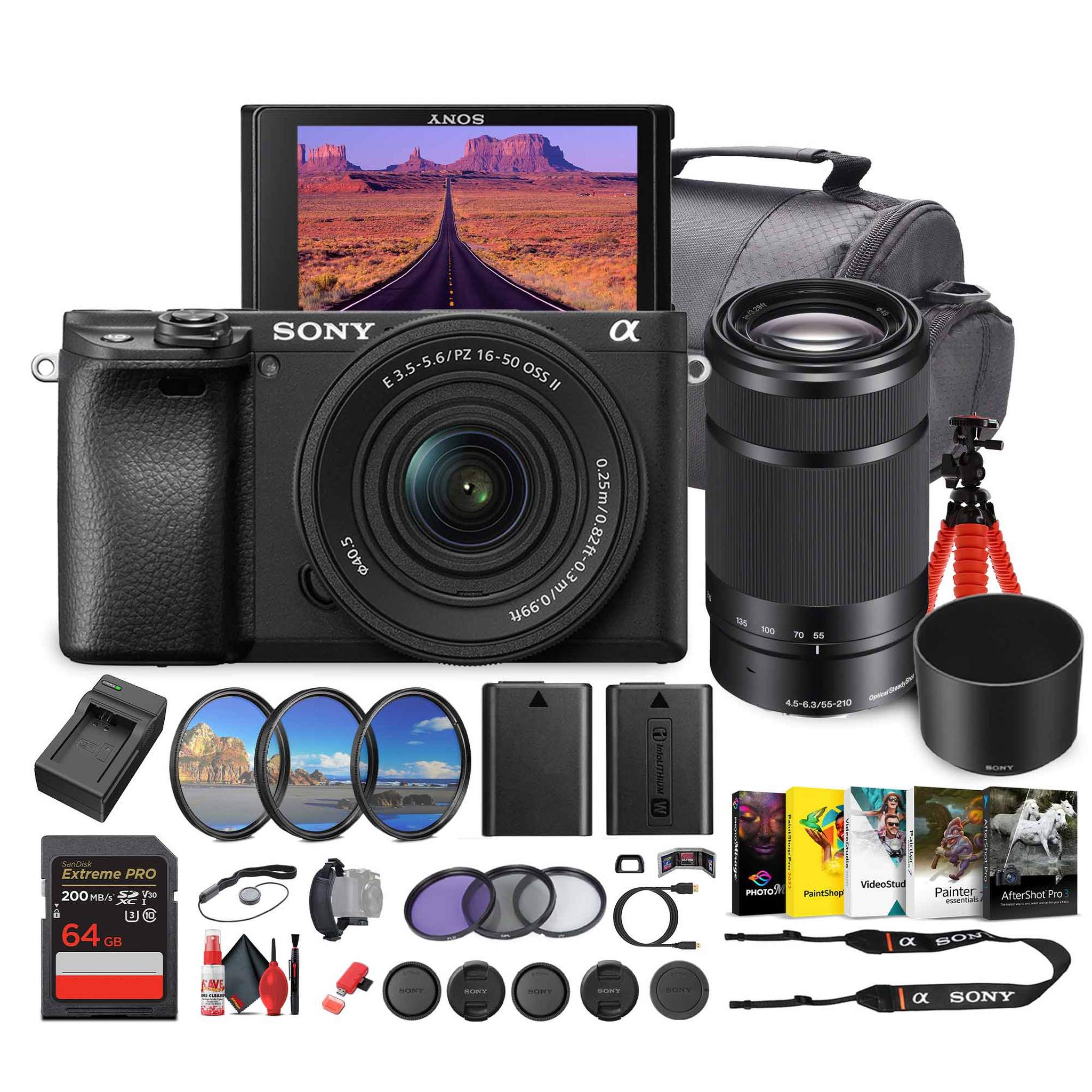 Sony Alpha a6100 Mirrorless Camera with 16-50mm OSS II and 55-210mm Zoom Lenses - Bundle Sony