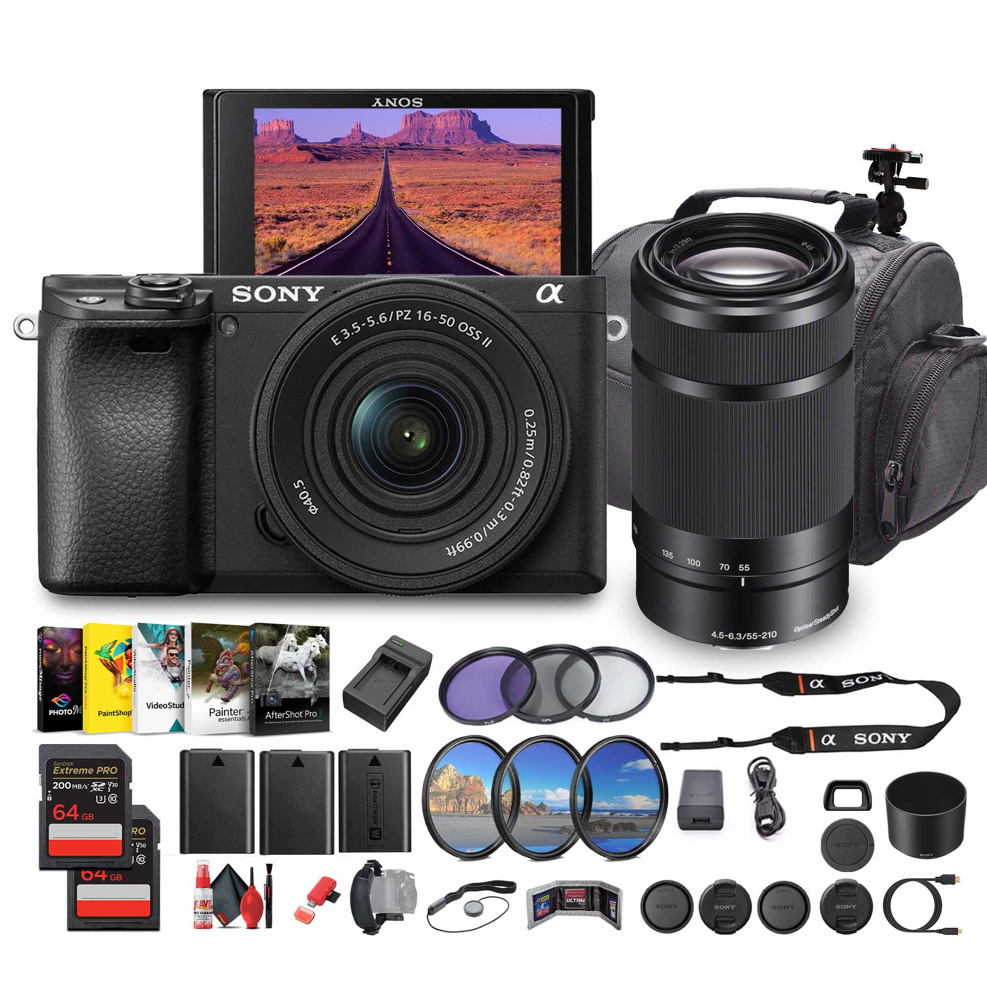 Sony Alpha a6100 Mirrorless Camera with 16-50mm OSS II and 55-210mm Zoom Lenses - Bundle Sony