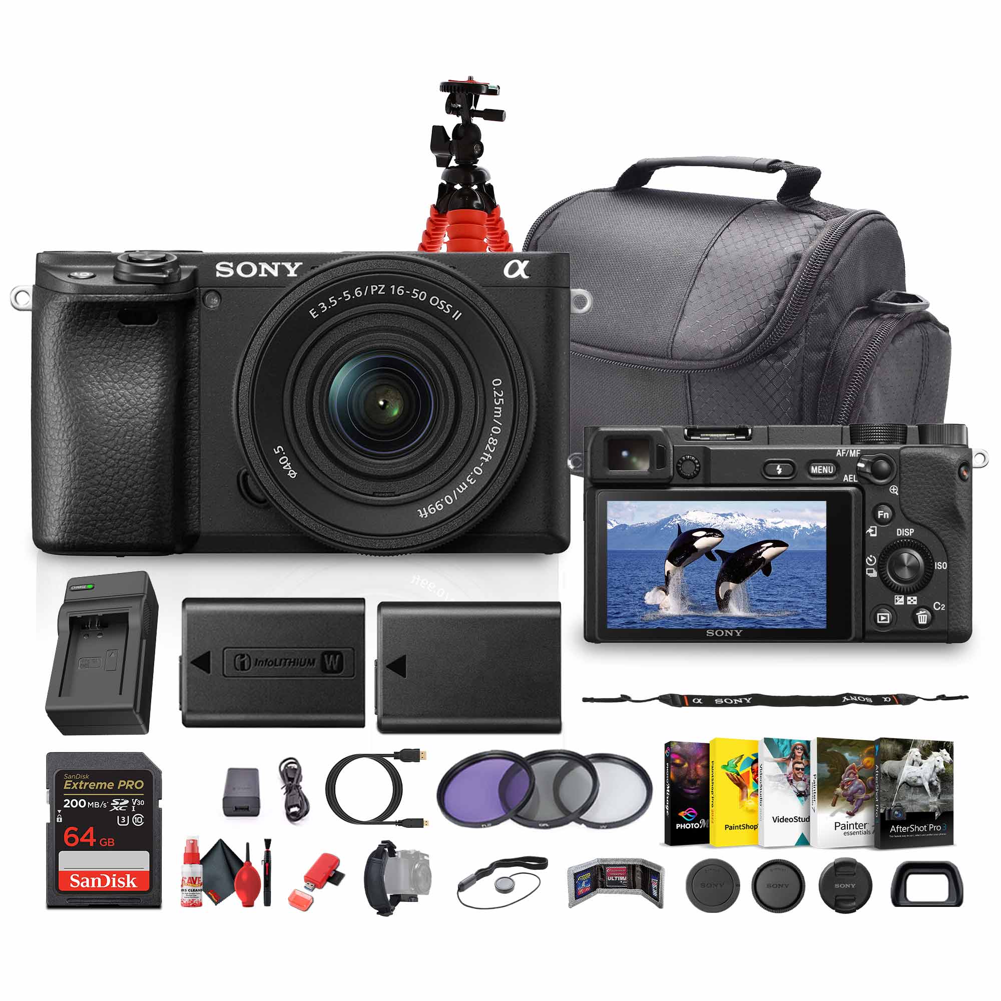 Sony a6400 Mirrorless Camera with 16-50mm f/3.5-5.6 II Lens Black - Bundle Sony