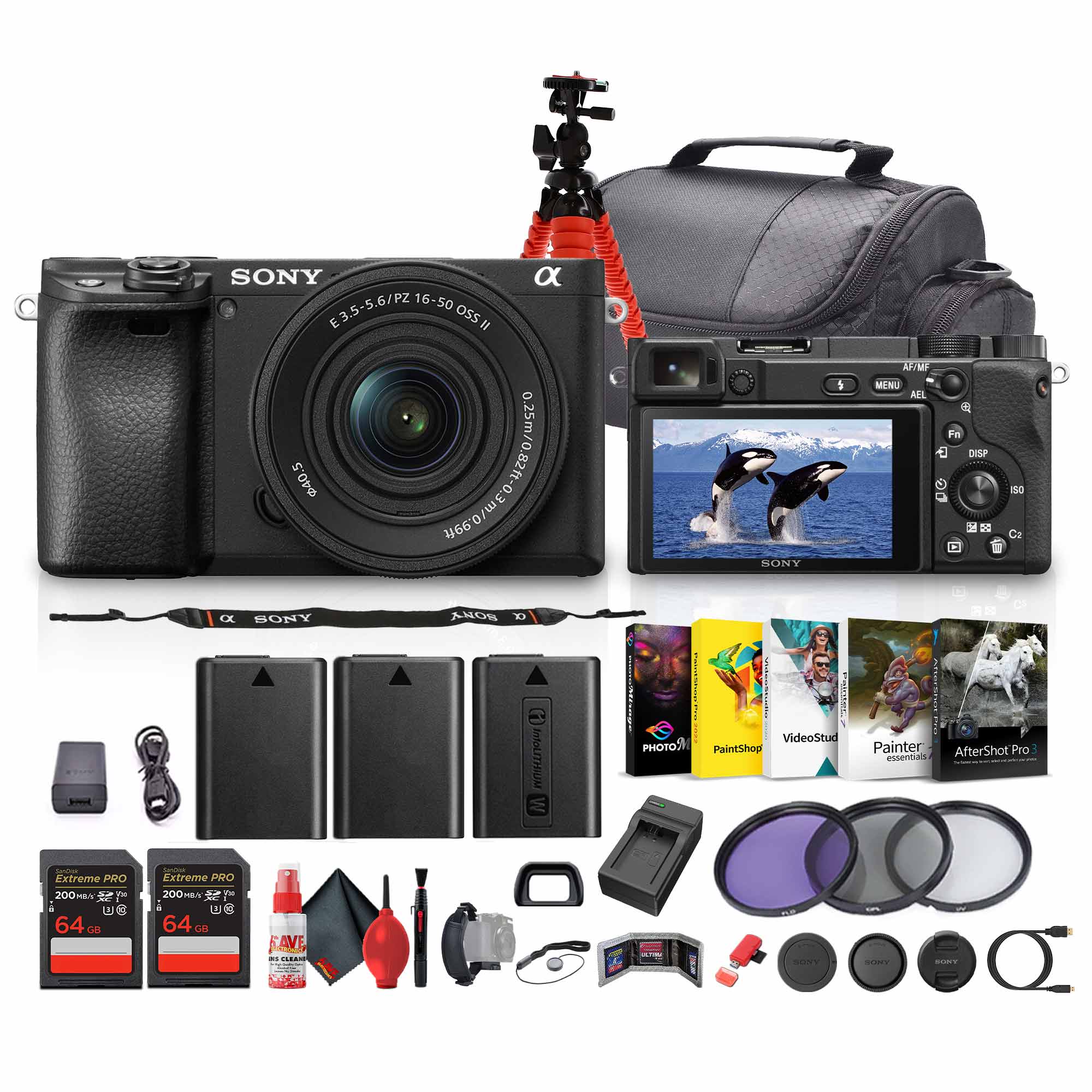 Sony a6400 Mirrorless Camera with 16-50mm f/3.5-5.6 II Lens Black - Bundle Sony