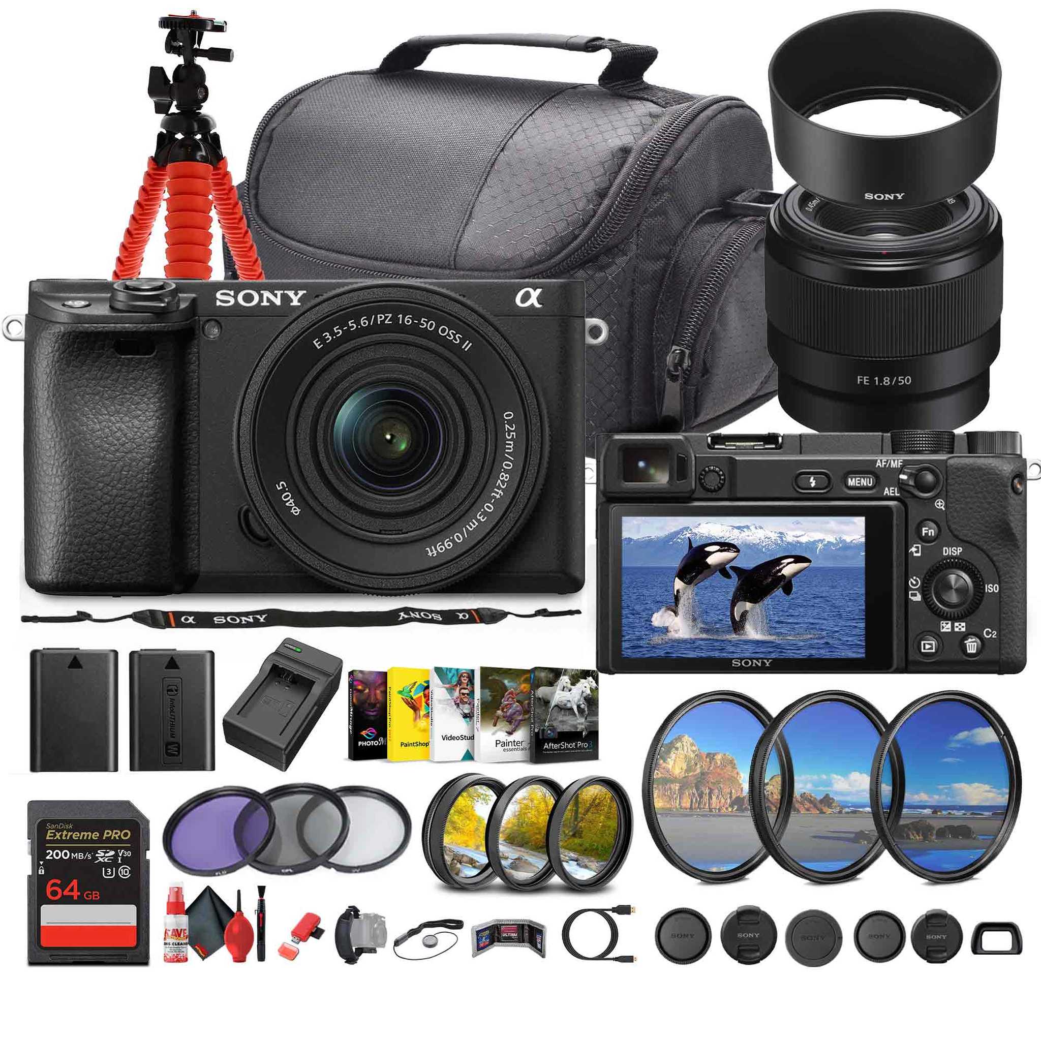 Sony a6400 Mirrorless Camera with 16-50mm f/3.5-5.6 II Lens Black - Bundle Sony