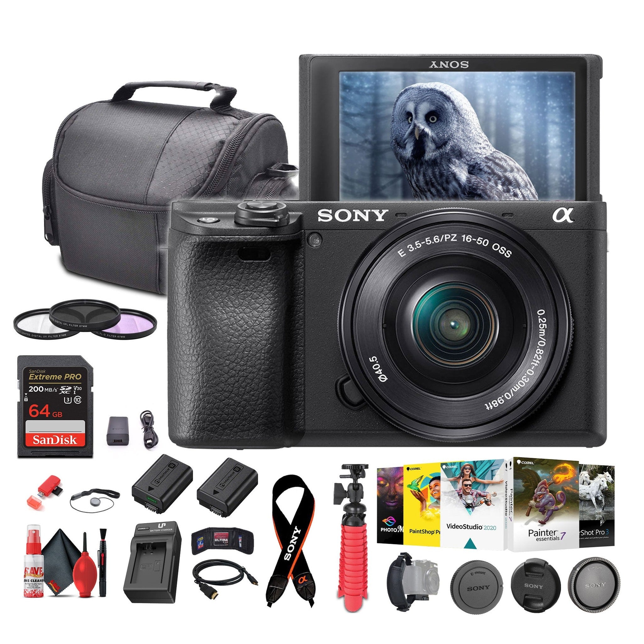 Sony a6400 Mirrorless Camera with 16-50mm Lens with Real-Time Eye Auto Focus - Bundle Sony