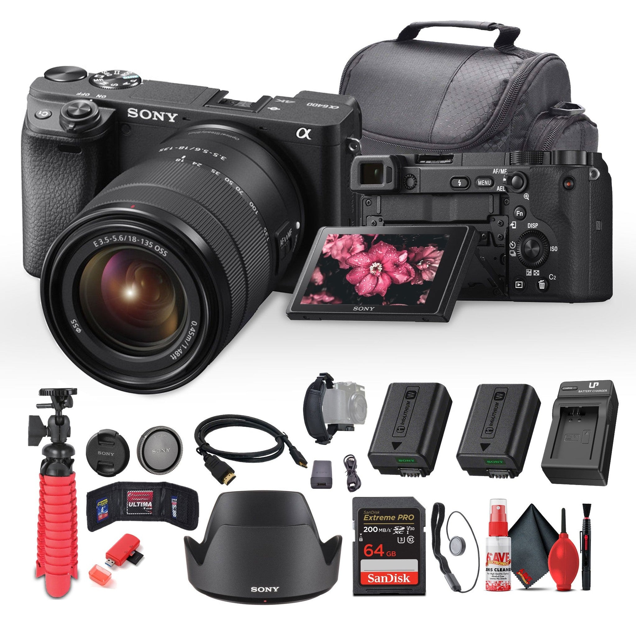 Sony a6400 Mirrorless Camera with 18-135mm Lens with Real-Time Eye Auto Focus - Bundle Sony