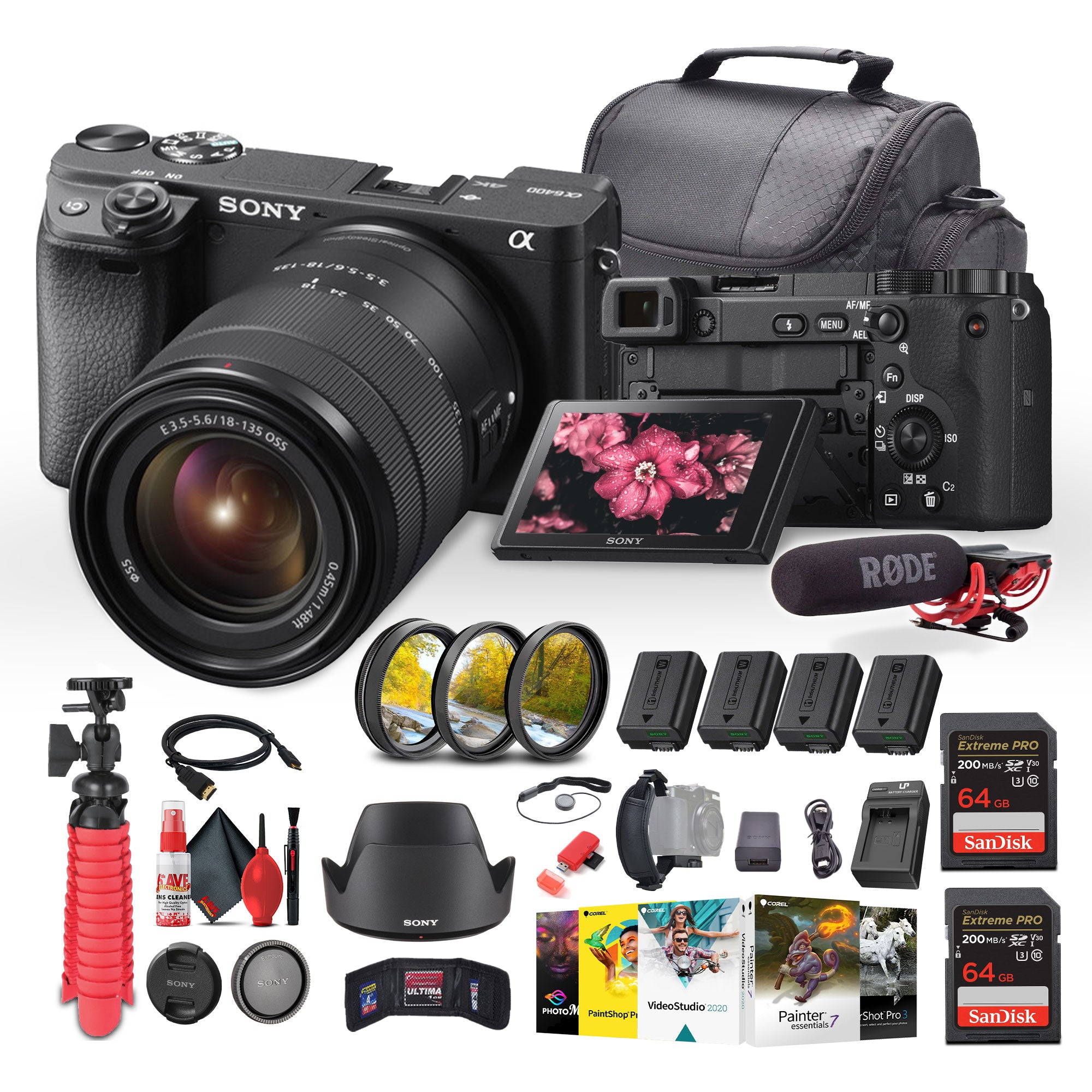 Sony a6400 Mirrorless Camera with 18-135mm Lens with Real-Time Eye Auto Focus - Bundle Sony