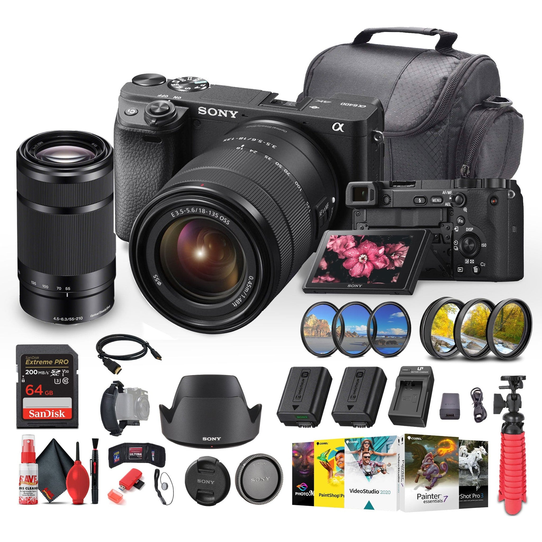 Sony a6400 Mirrorless Camera with 18-135mm Lens with Real-Time Eye Auto Focus - Bundle Sony