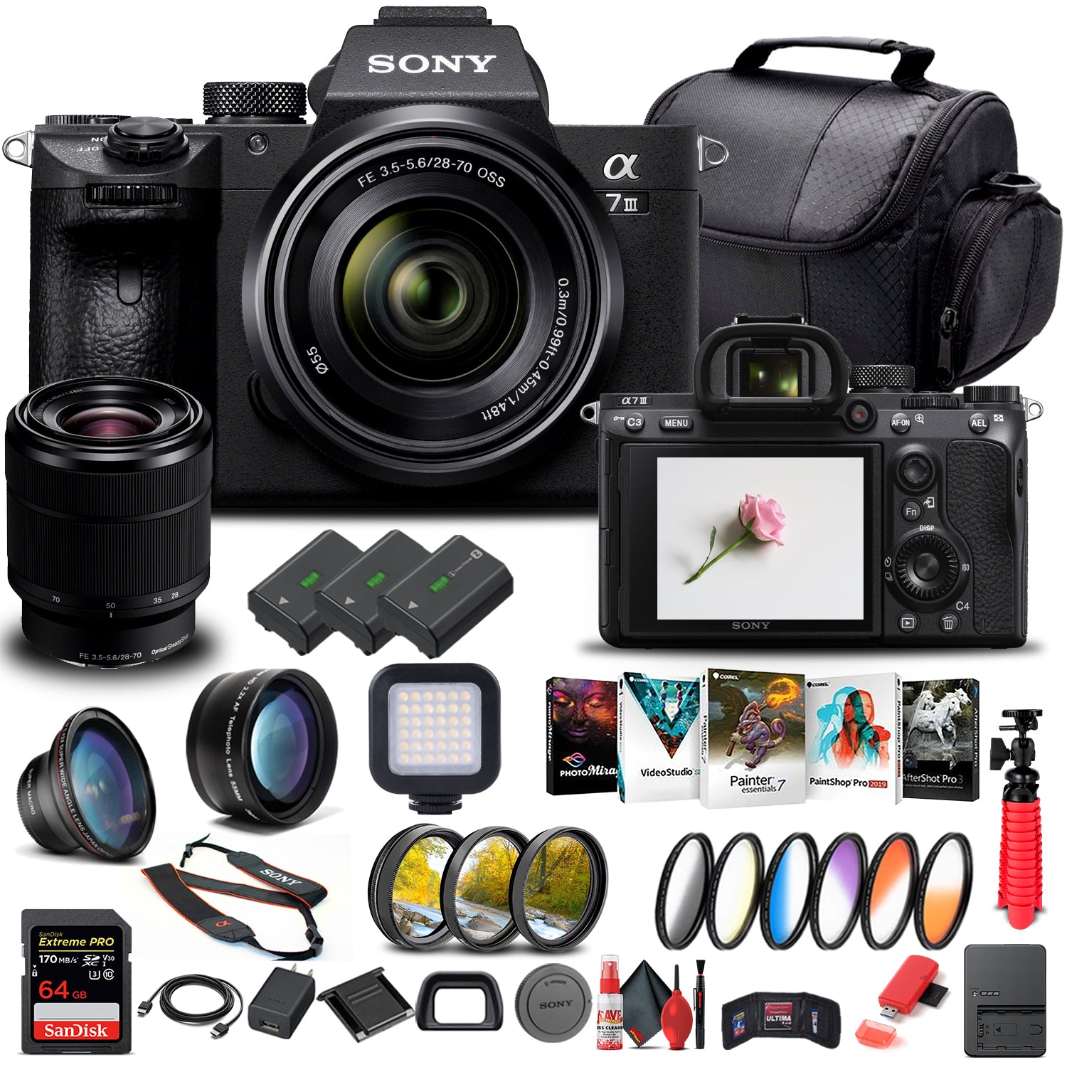 Sony Alpha a7 III Mirrorless Camera W/ 28-70mm Lens LKOMS7M3K/B - Advanced Bundle Sony