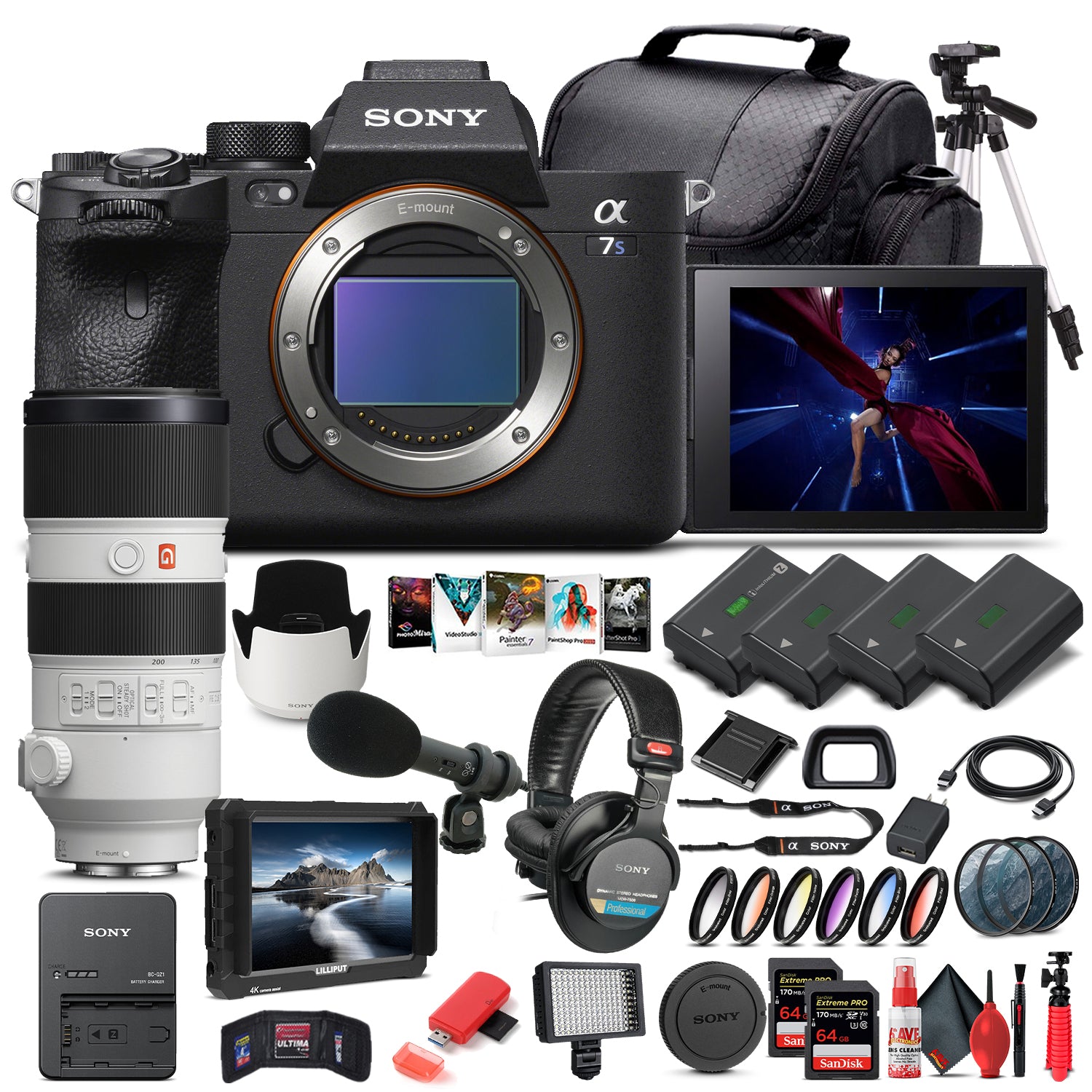 Sony Alpha a7S III Mirrorless Camera W/ Sony FE 70-200mm Lens - Pro Bundle - Reconditioned Sony