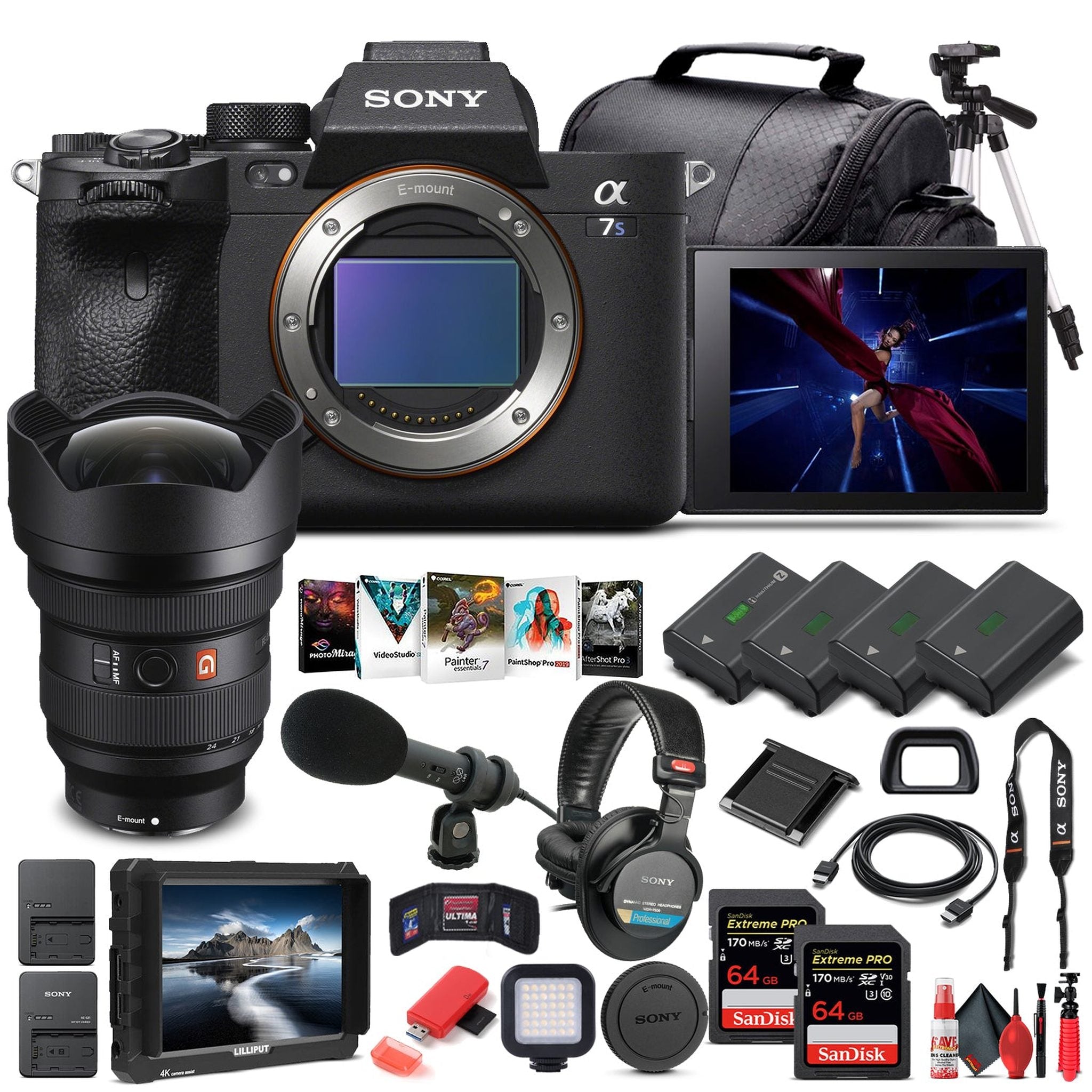 Sony Alpha a7S III Mirrorless Camera W/ Sony FE 12-24mm Lens - Pro Bundle - Reconditioned Sony