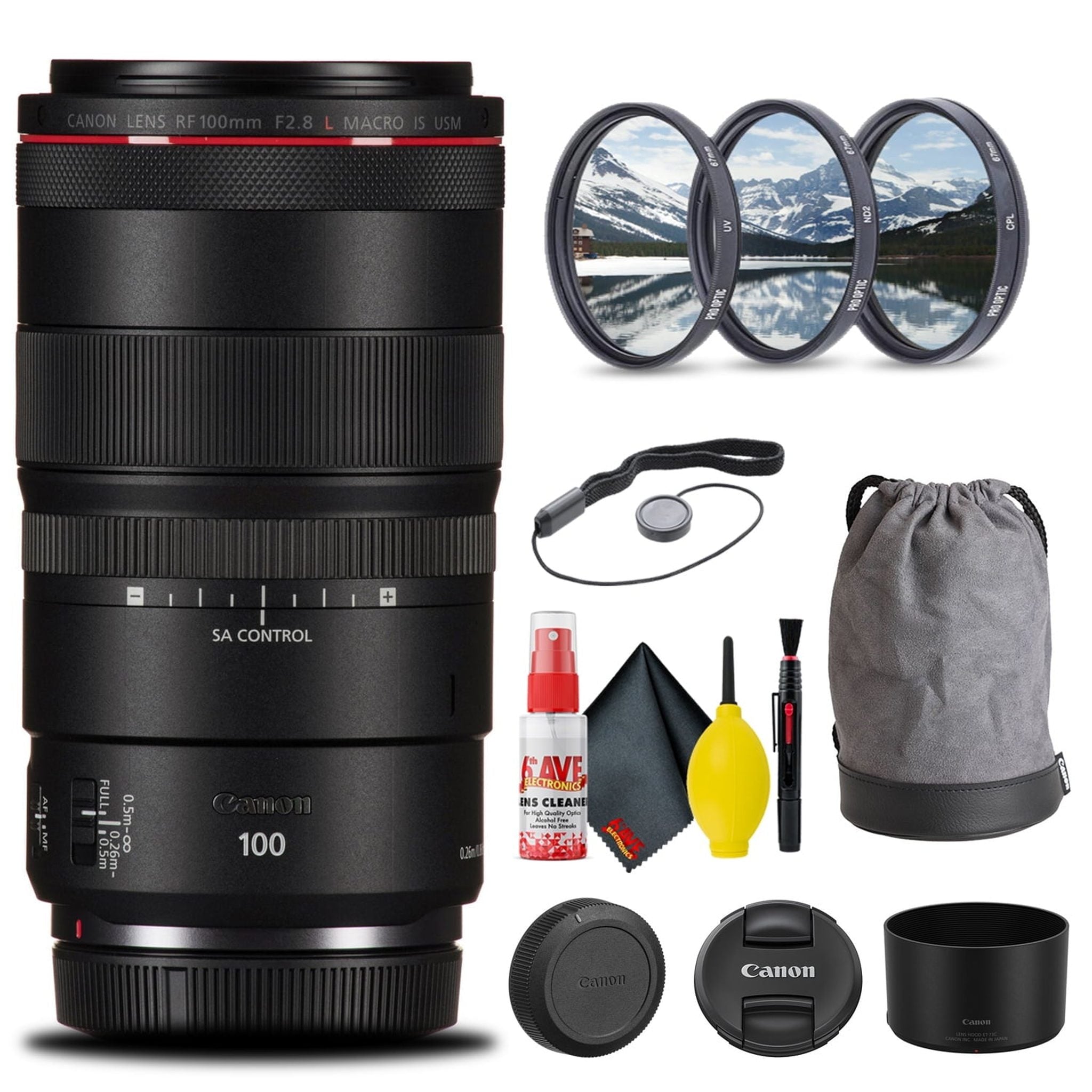 Canon RF 100mm f/2.8L Macro IS USM Lens 4514C002 + Filter Kit Base Bundle Canon