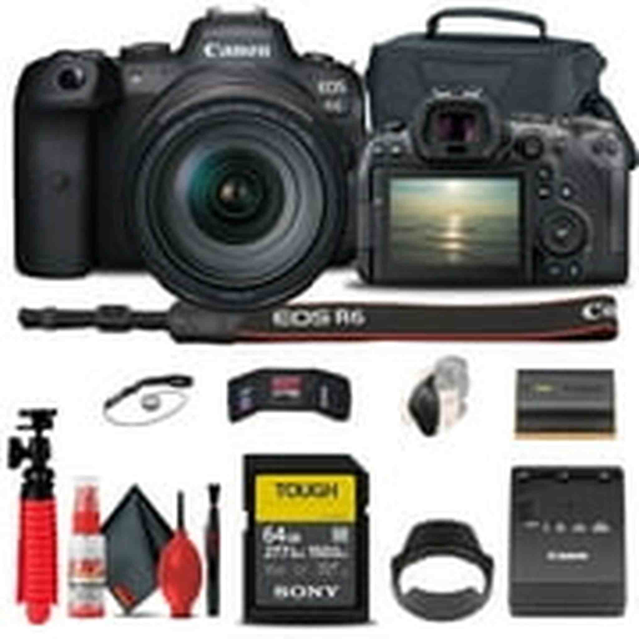 Canon EOS R6 with 24-105mm f/4L Lens Tripod Bundle Canon