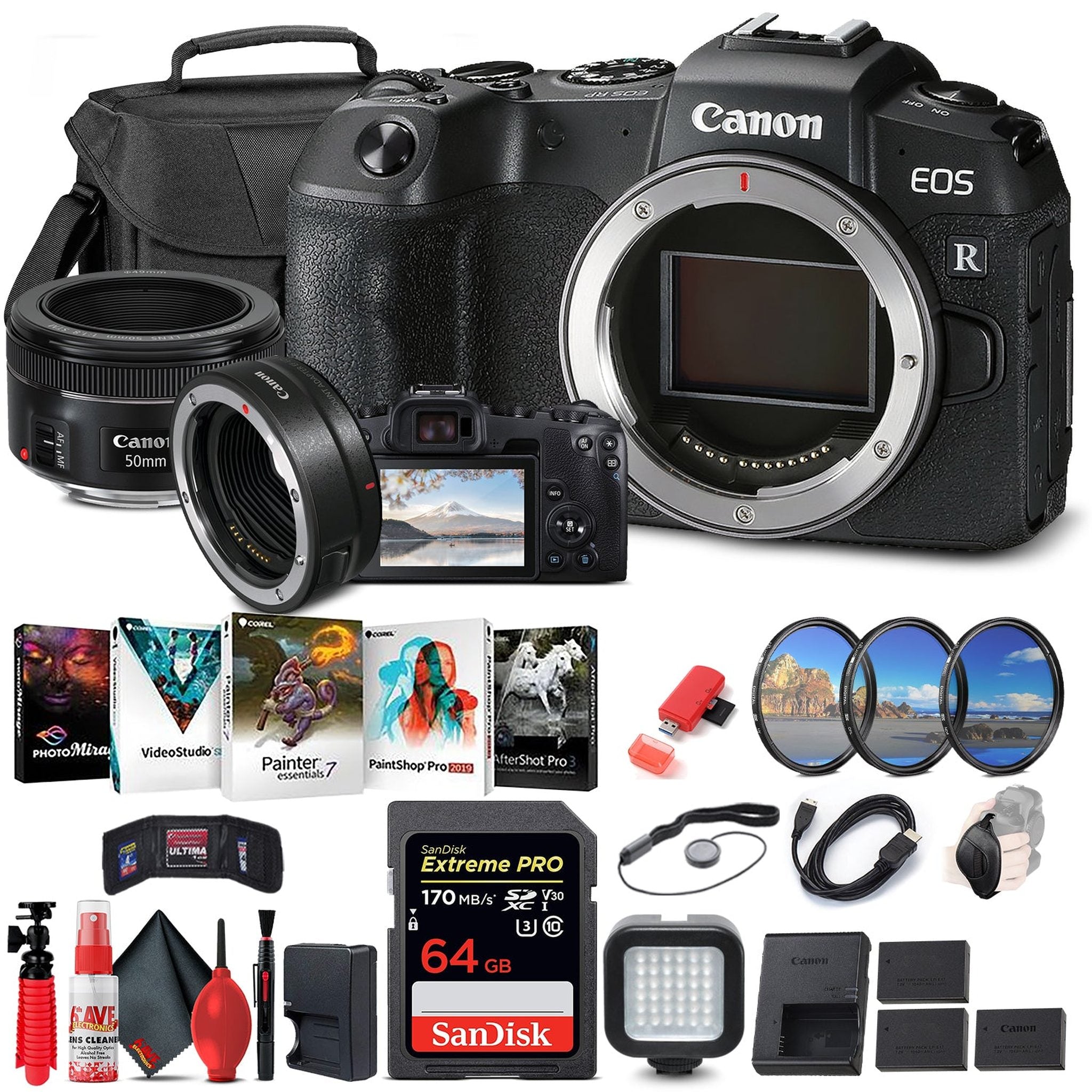 Canon EOS RP Mirrorless Digital Camera 3380C002 + EF 50mm Storage Bundle Canon