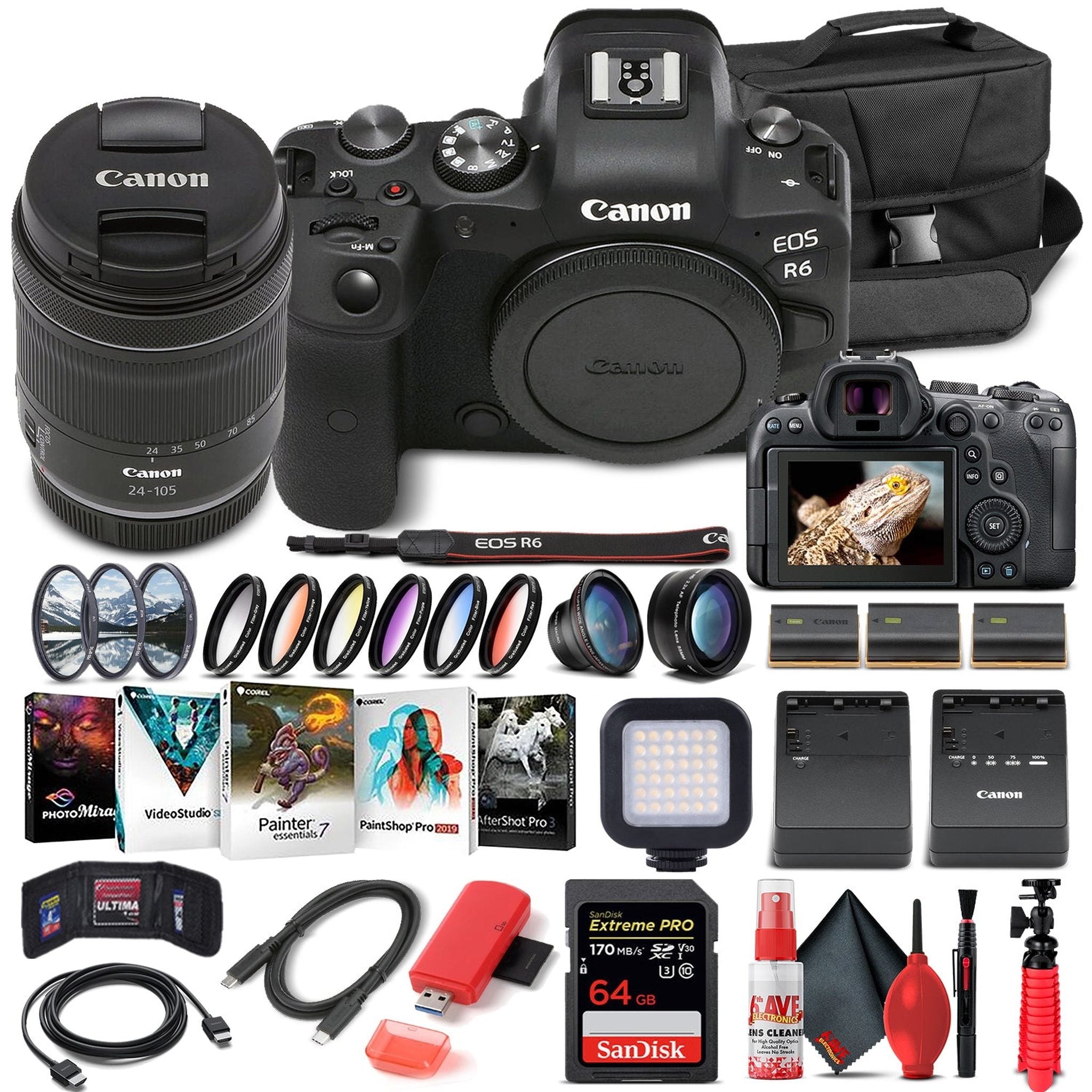 Canon EOS R6 Mirrorless Camera W/ 24-105mm f/4-7.1 Lens - Advanced Bundle Canon