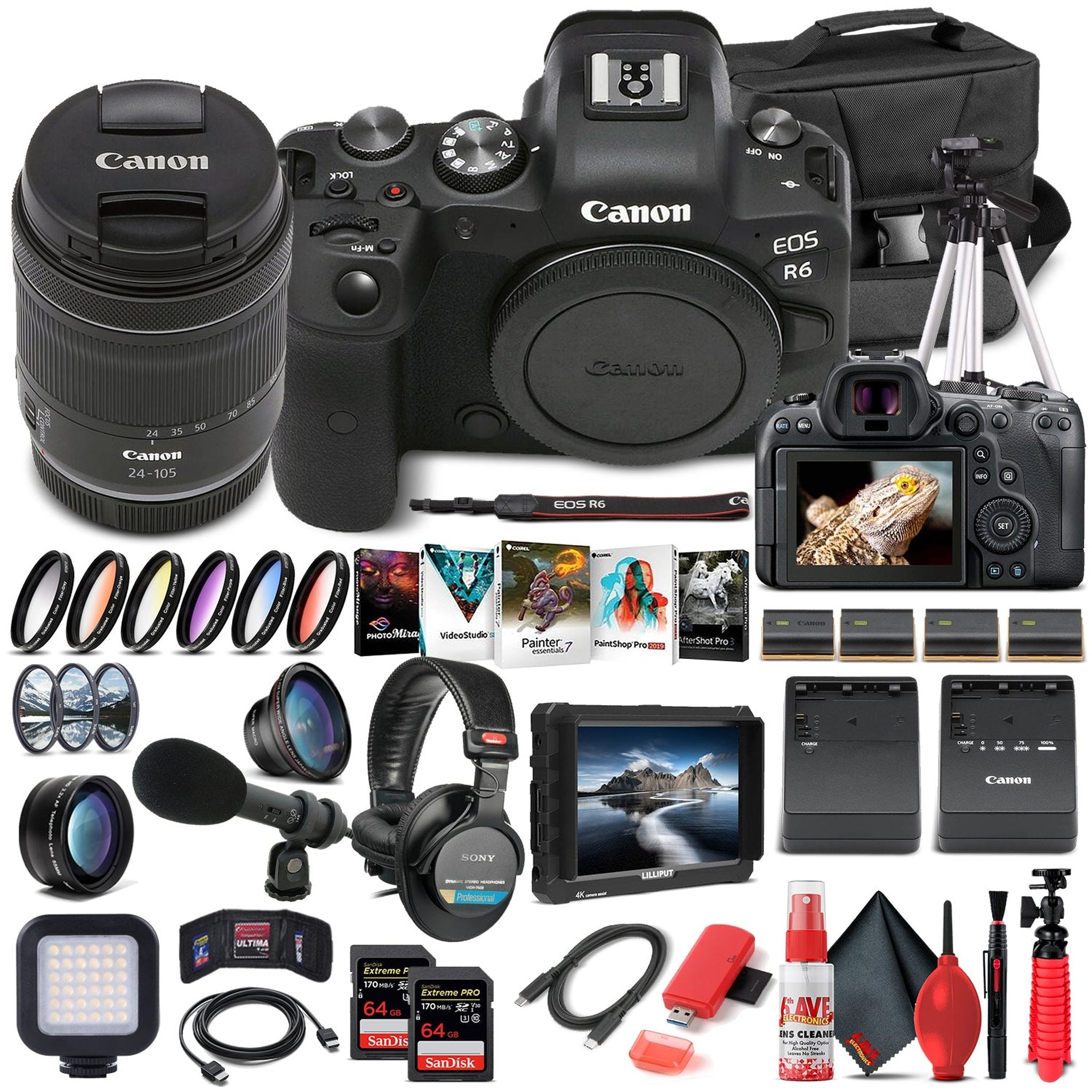 Canon EOS R6 Mirrorless Camera W/ 24-105mm f/4-7.1 Lens 4082C022 - Pro Bundle Canon