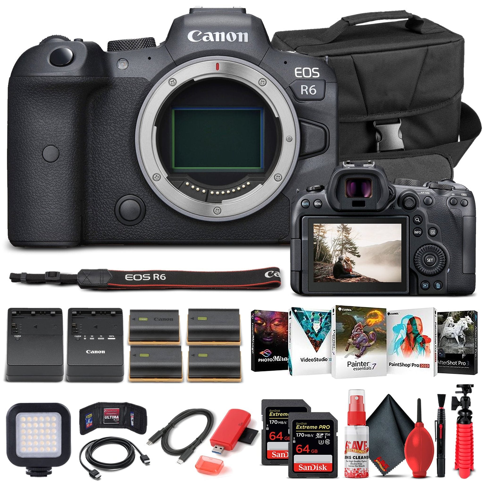 Canon EOS R6 Mirrorless Camera Body Only 4082C002 - Pro Bundle Canon